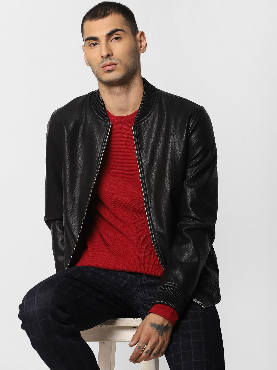 Red Textured Pullover - S
