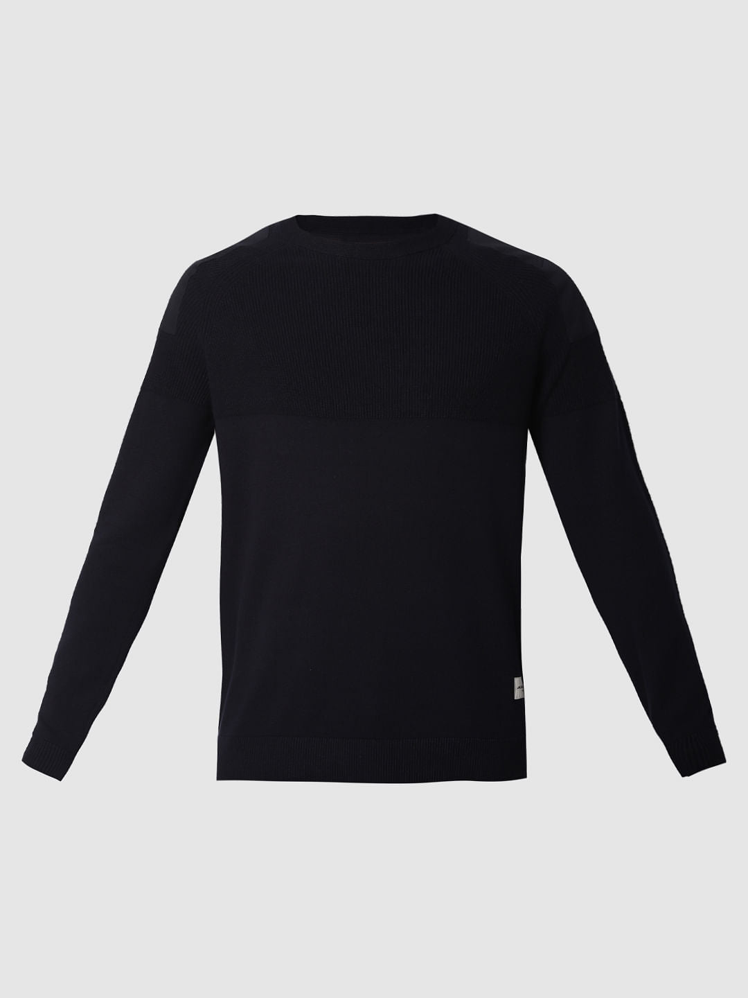 Navy Blue Shoulder Patch Pullover