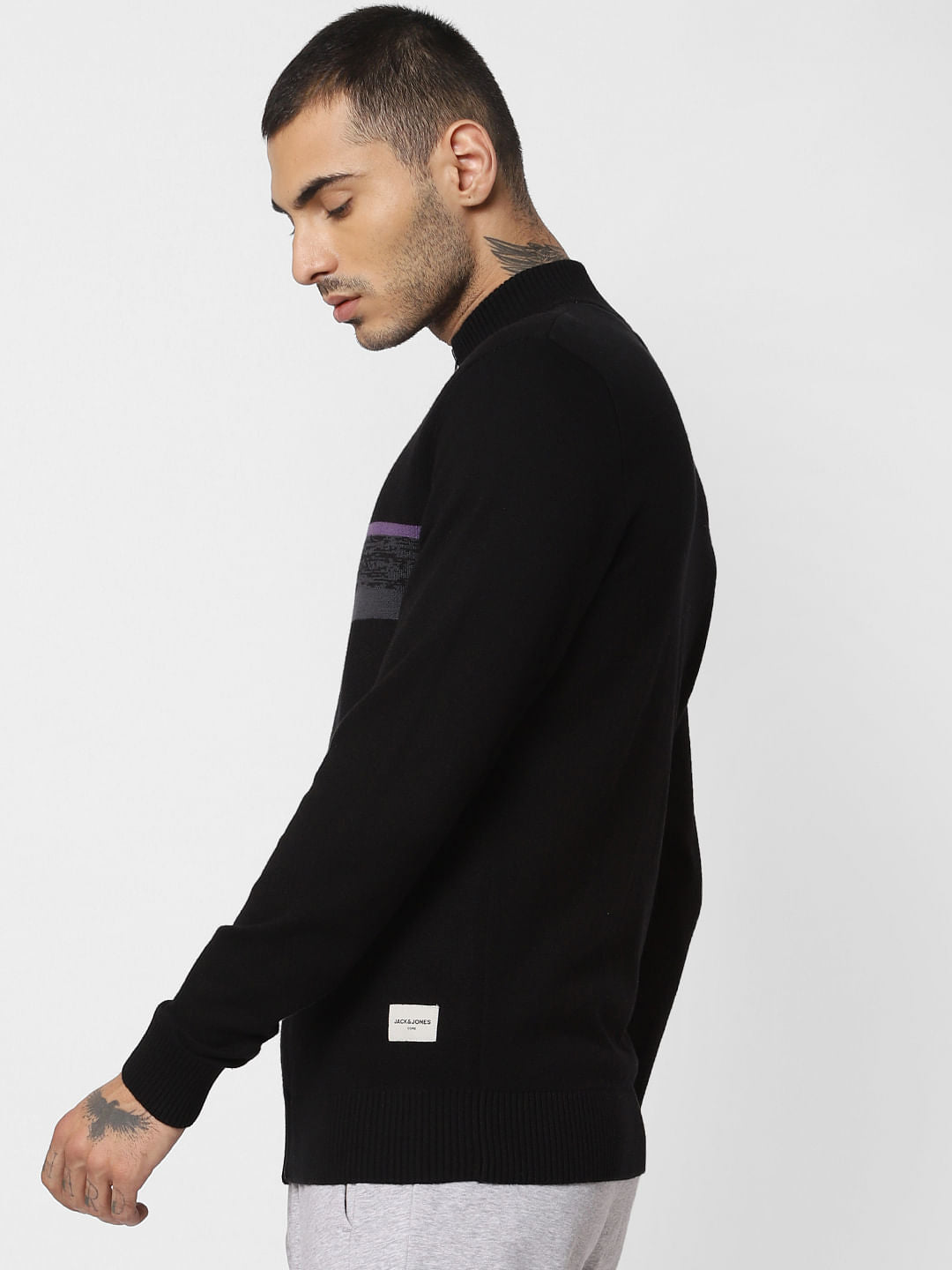 Black High Neck Zipped Cardigan