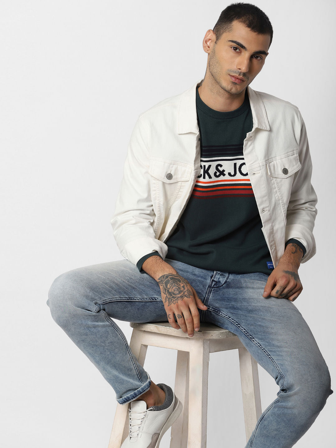 Green Logo Print Pullover - S