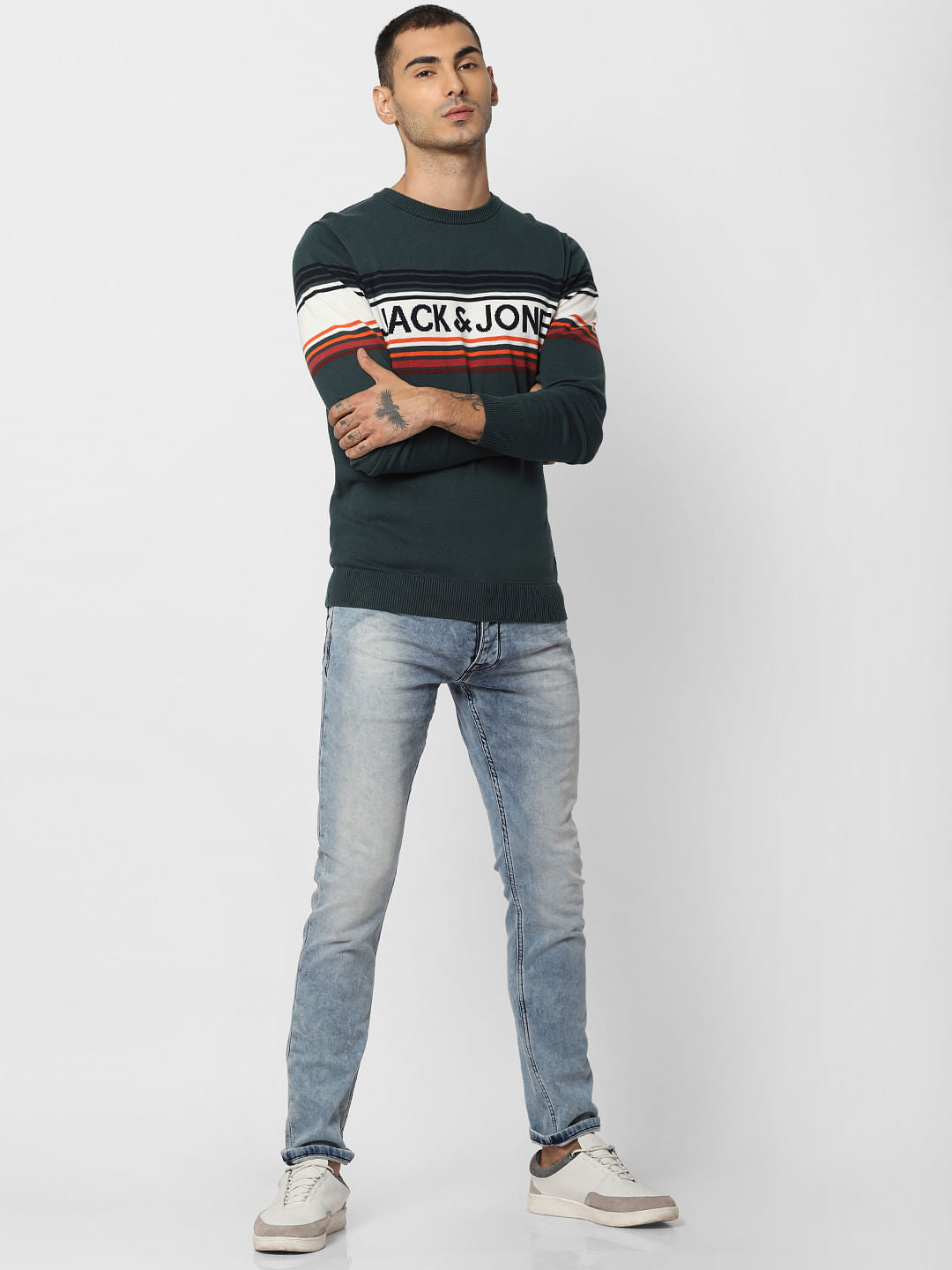 Green Logo Print Pullover