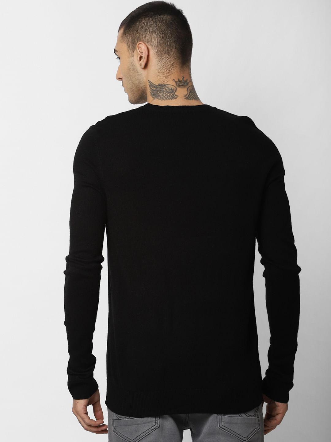 Black Santa Graphic Print Pullover