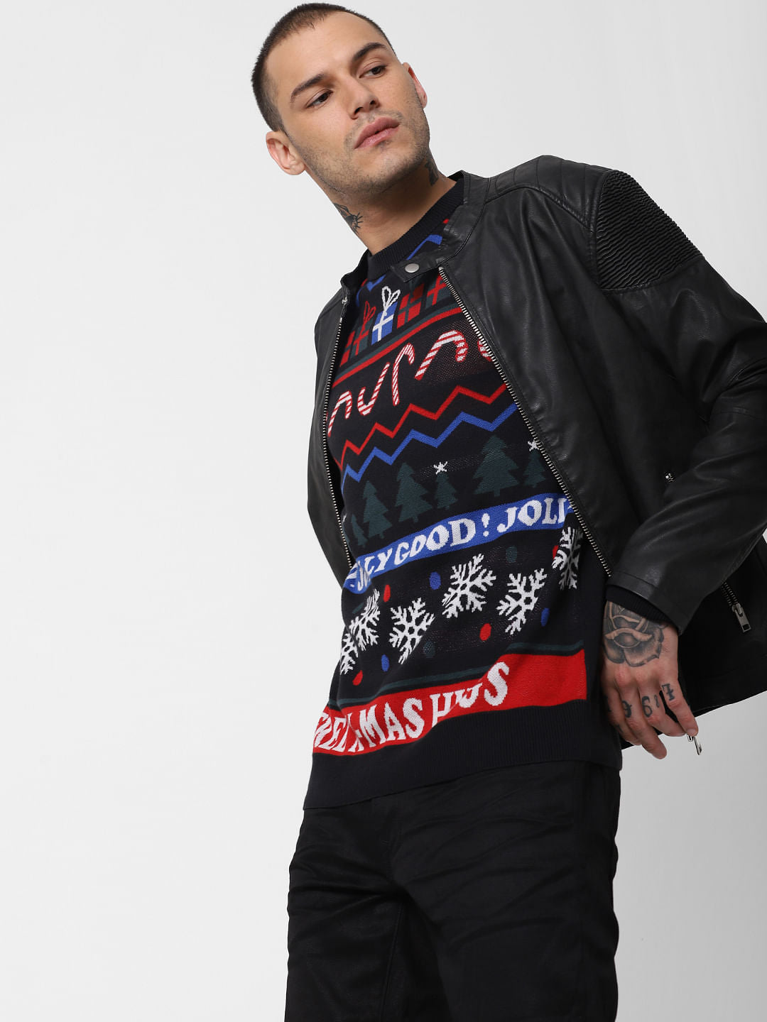 Black Printed Pullover - S