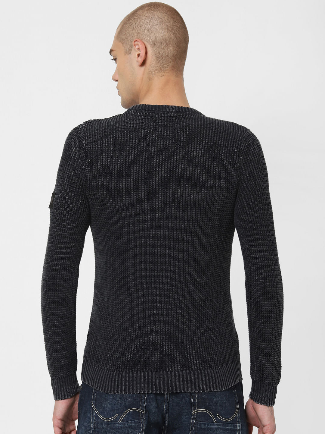 Black Textured Pullover