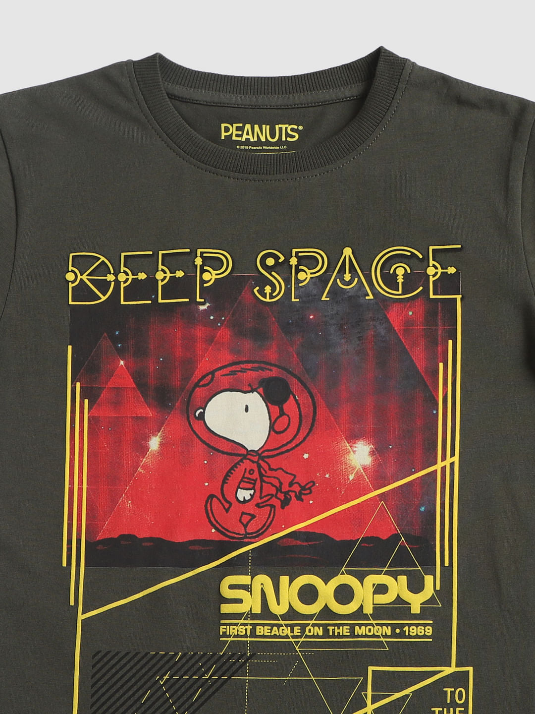 X Snoopy Dark Green Snoopy Graphic Crew Neck T-Shirt