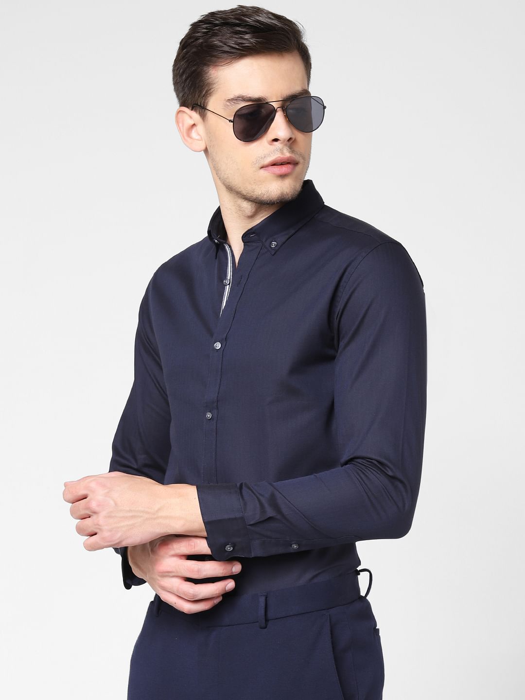 Navy Blue Full Sleeves Shirt - S
