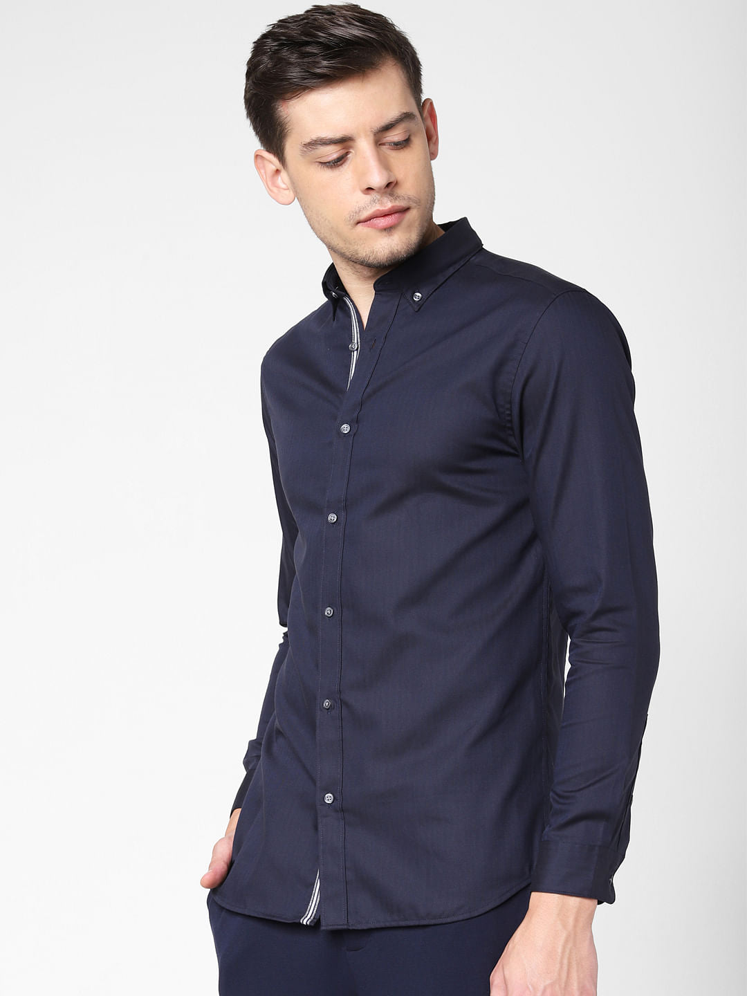 Navy Blue Full Sleeves Shirt