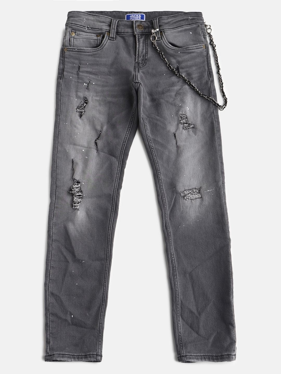 Boys Grey Mid Rise Tim Slim Fit Jeans - 128/8Y