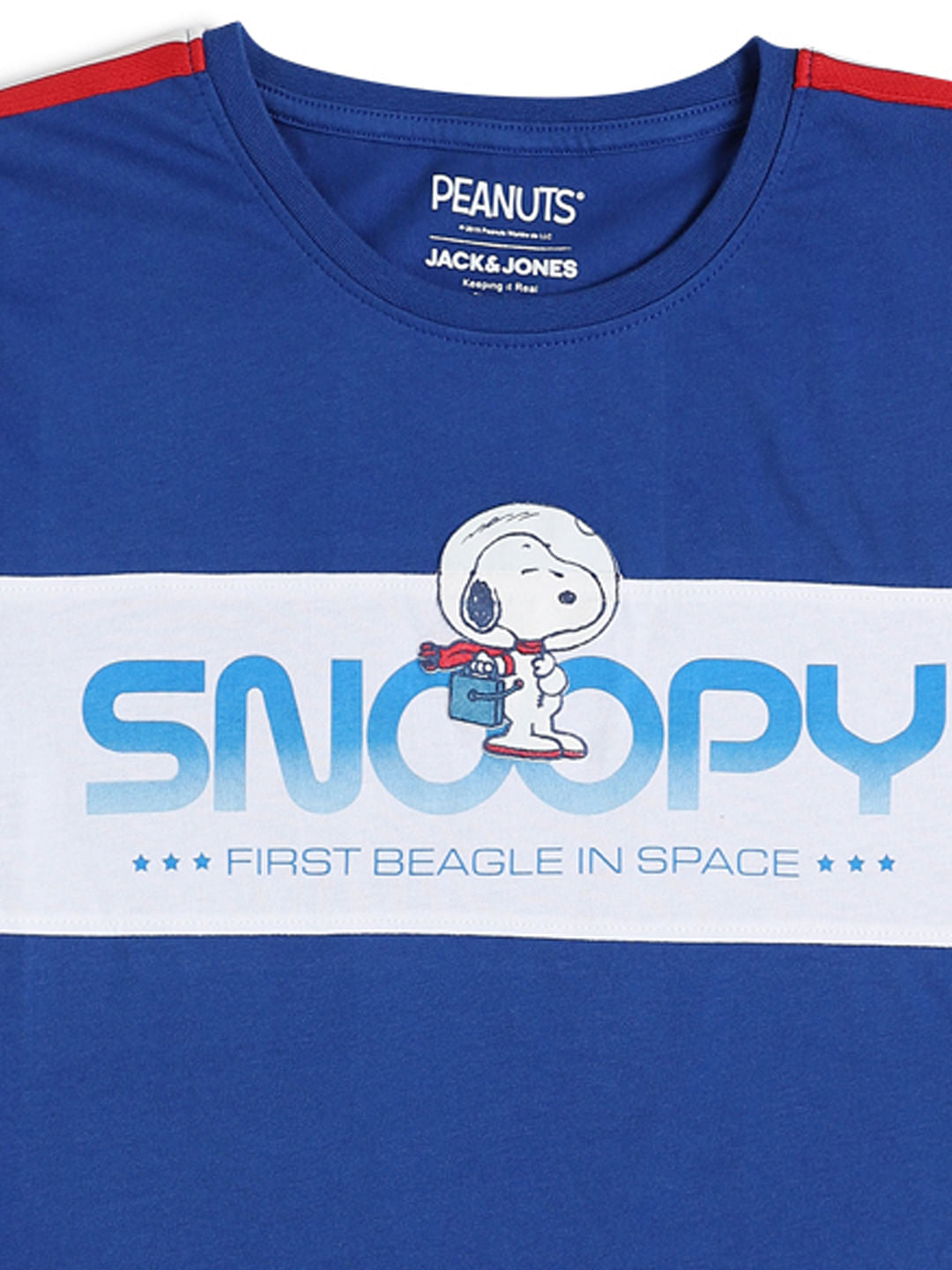 Boys Blue Snoopy Graphic Print Crew Neck T-shirt