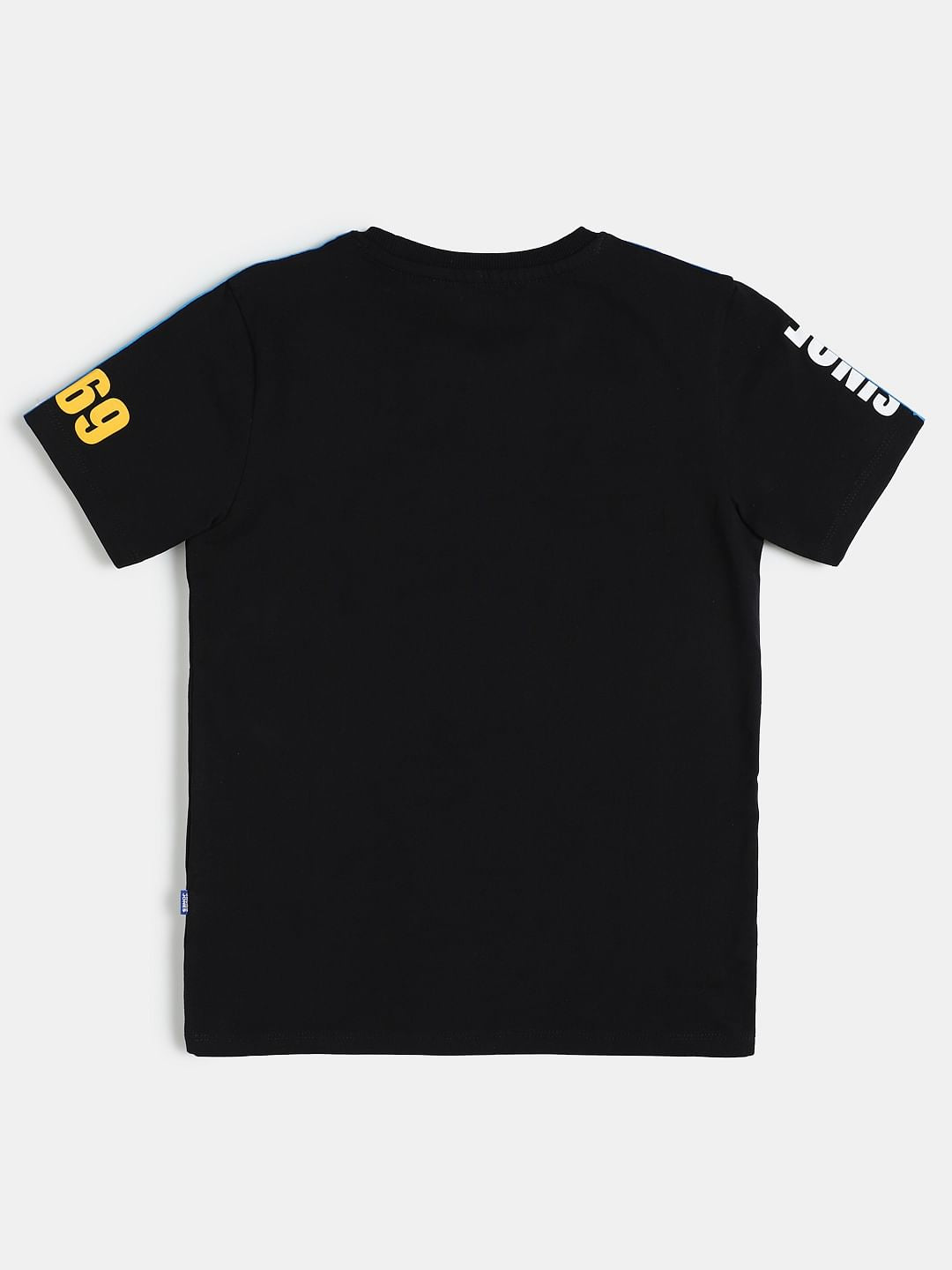 Boys Black Graphic Print Crew Neck T-shirt