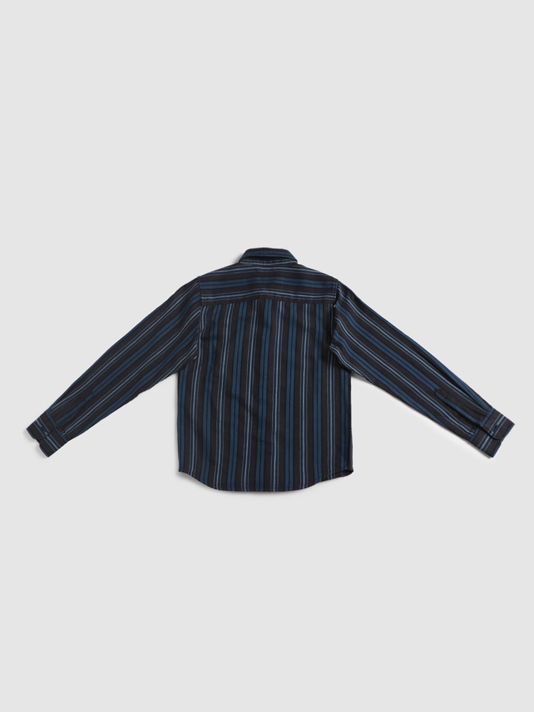 Boys Blue Striped Full Sleeves Shirt