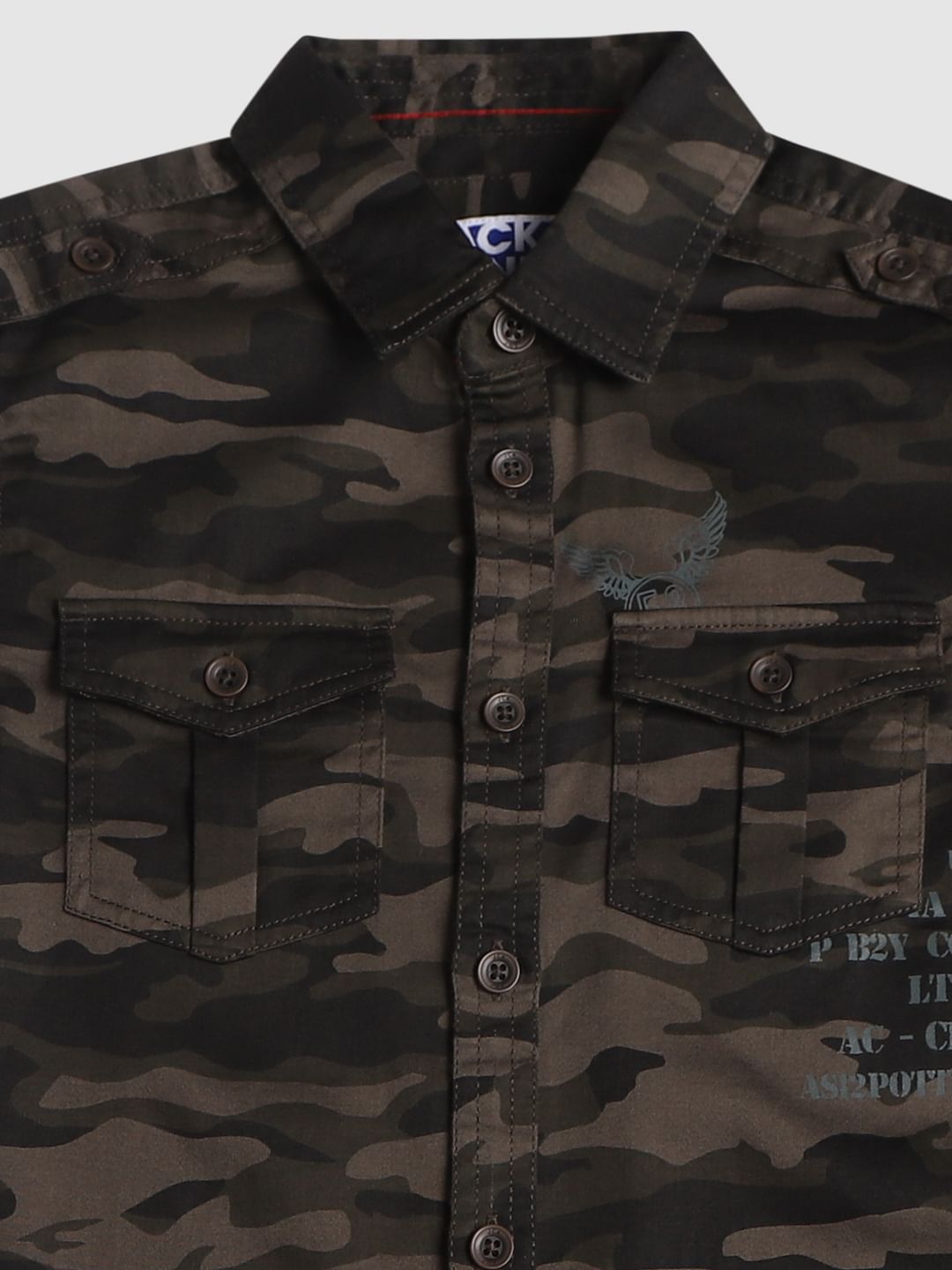 Boys Green Camo Print Shirt