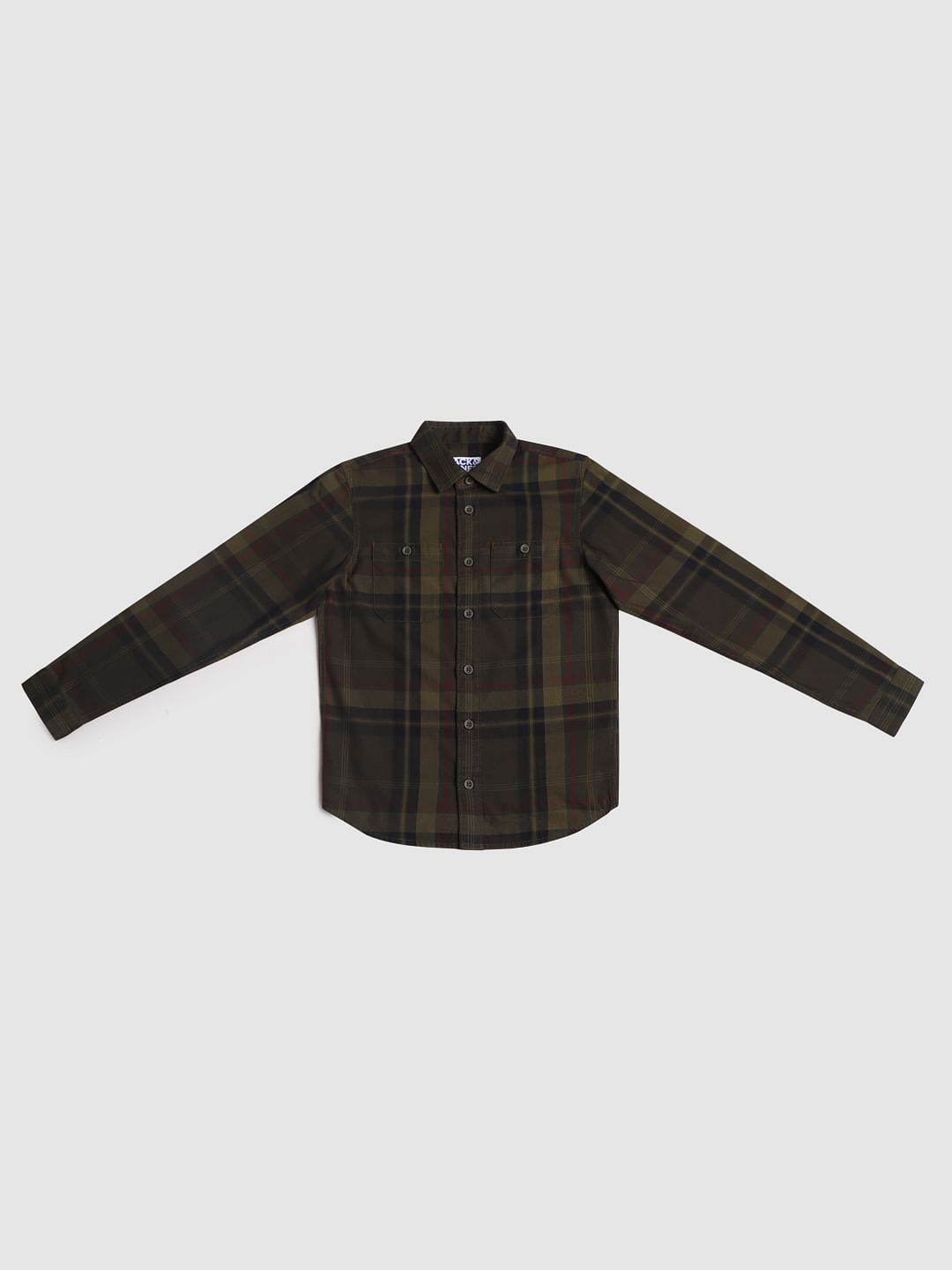 Boys Green Check Full Sleeves Shirt - 128/8Y