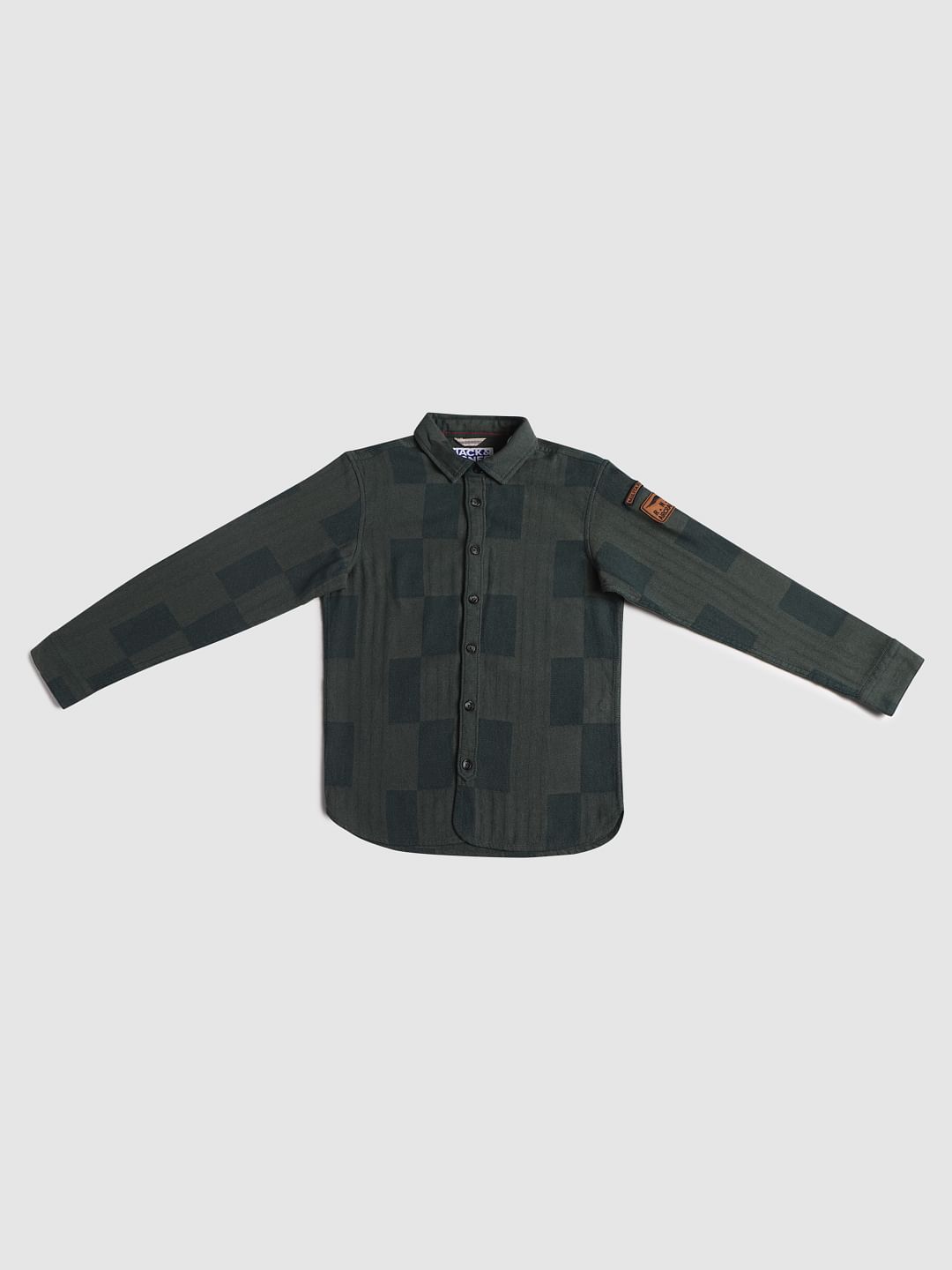 Boys Green Printed Full Sleeves Shirt - 128/8Y