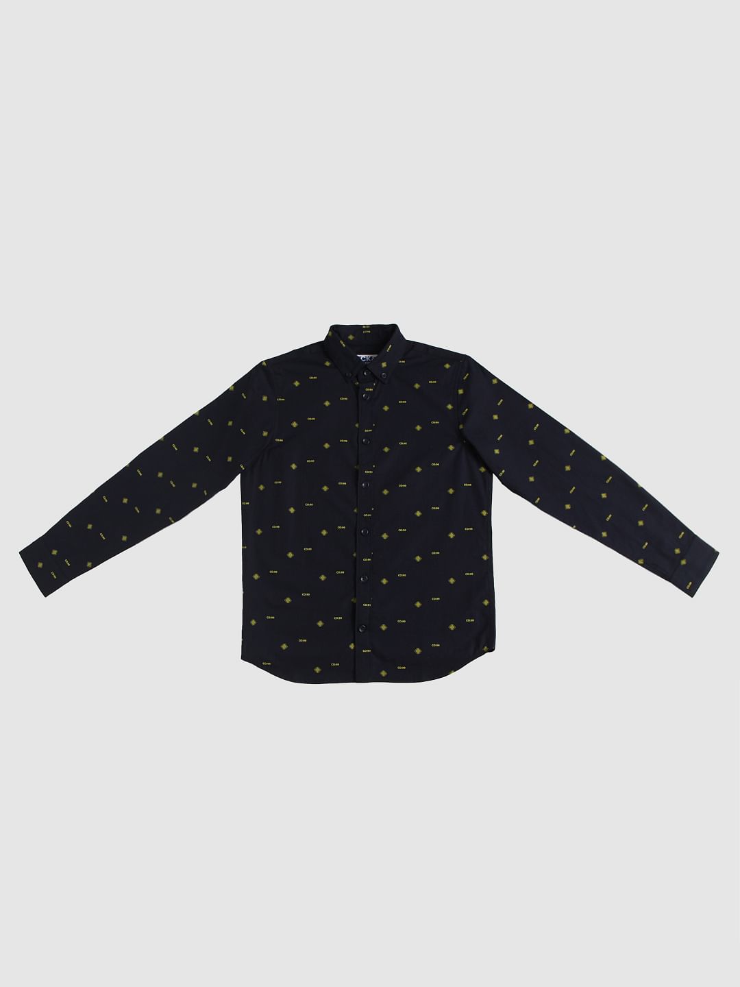 Boys Navy Blue All Over Print Full Sleeves Shirt - 128/8Y