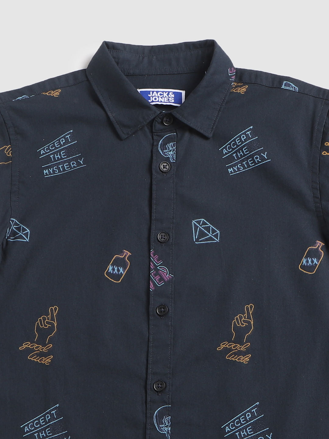 Boys Blue All Over Print Full Sleeves Shirt