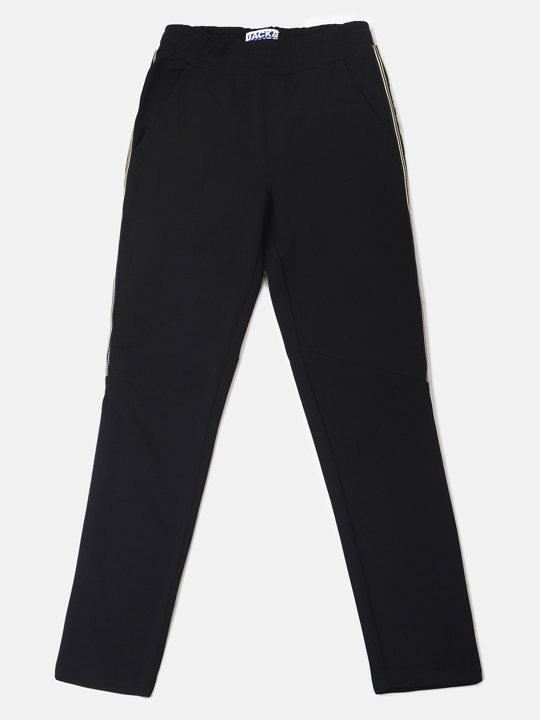 Boys Black Mid Rise Tape Detail Sweatpants