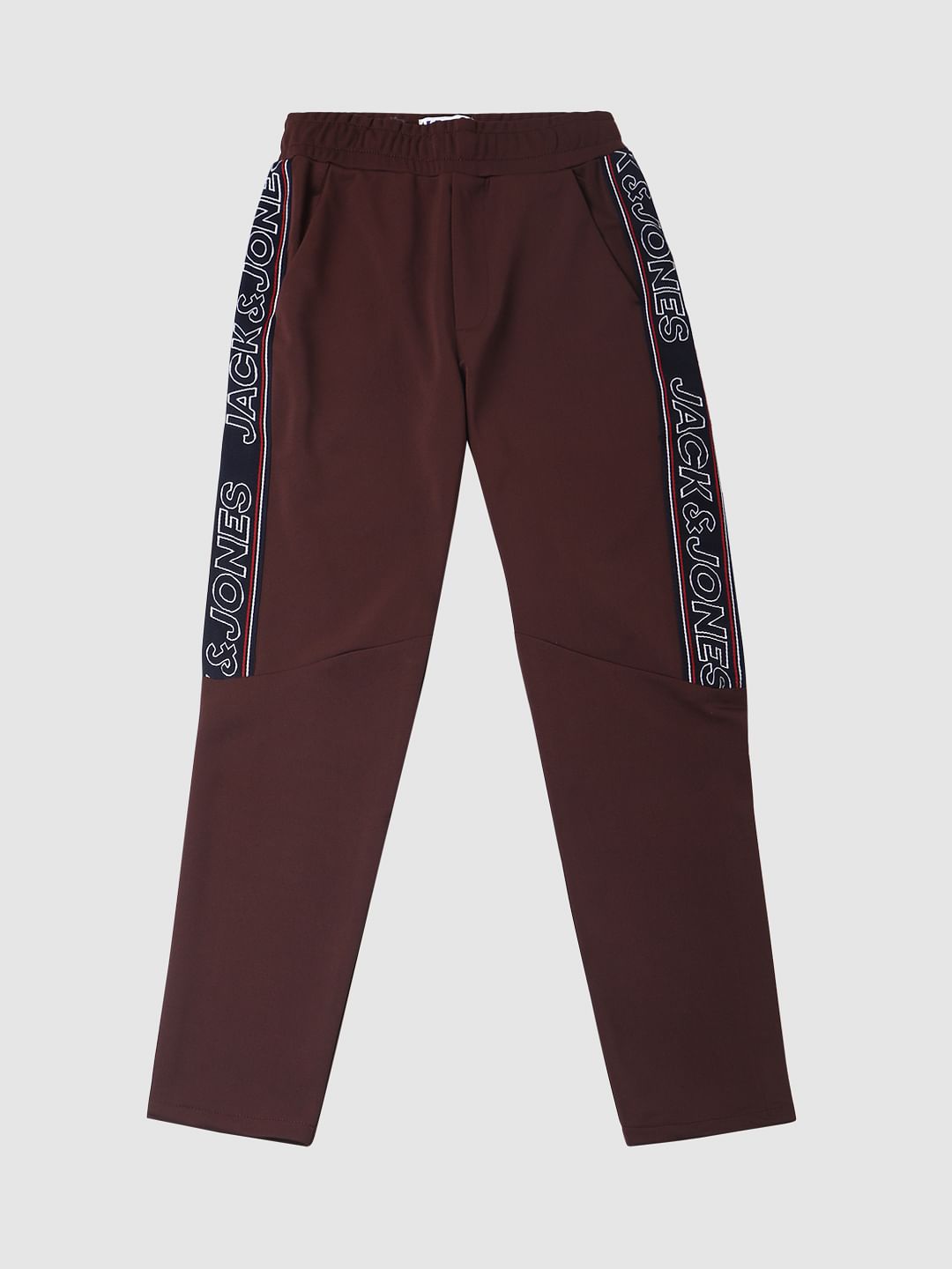 Boys Burgundy Tape Detail Sweatpants