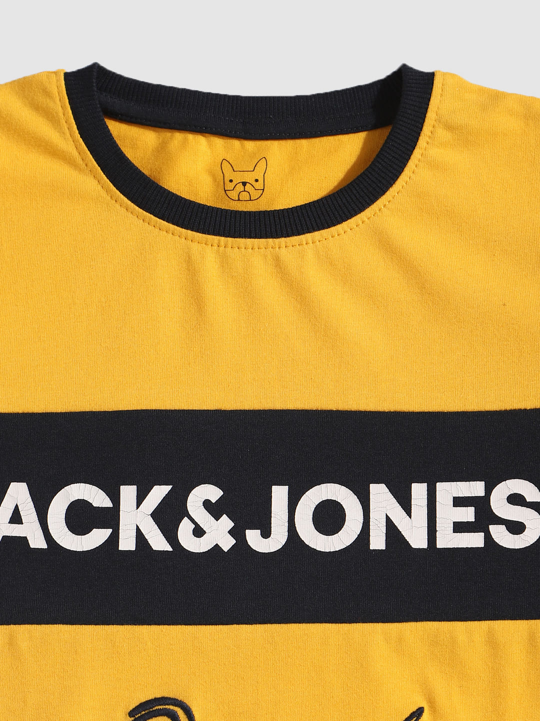 Boys Yellow Patch Print Crew Neck T-Shirt