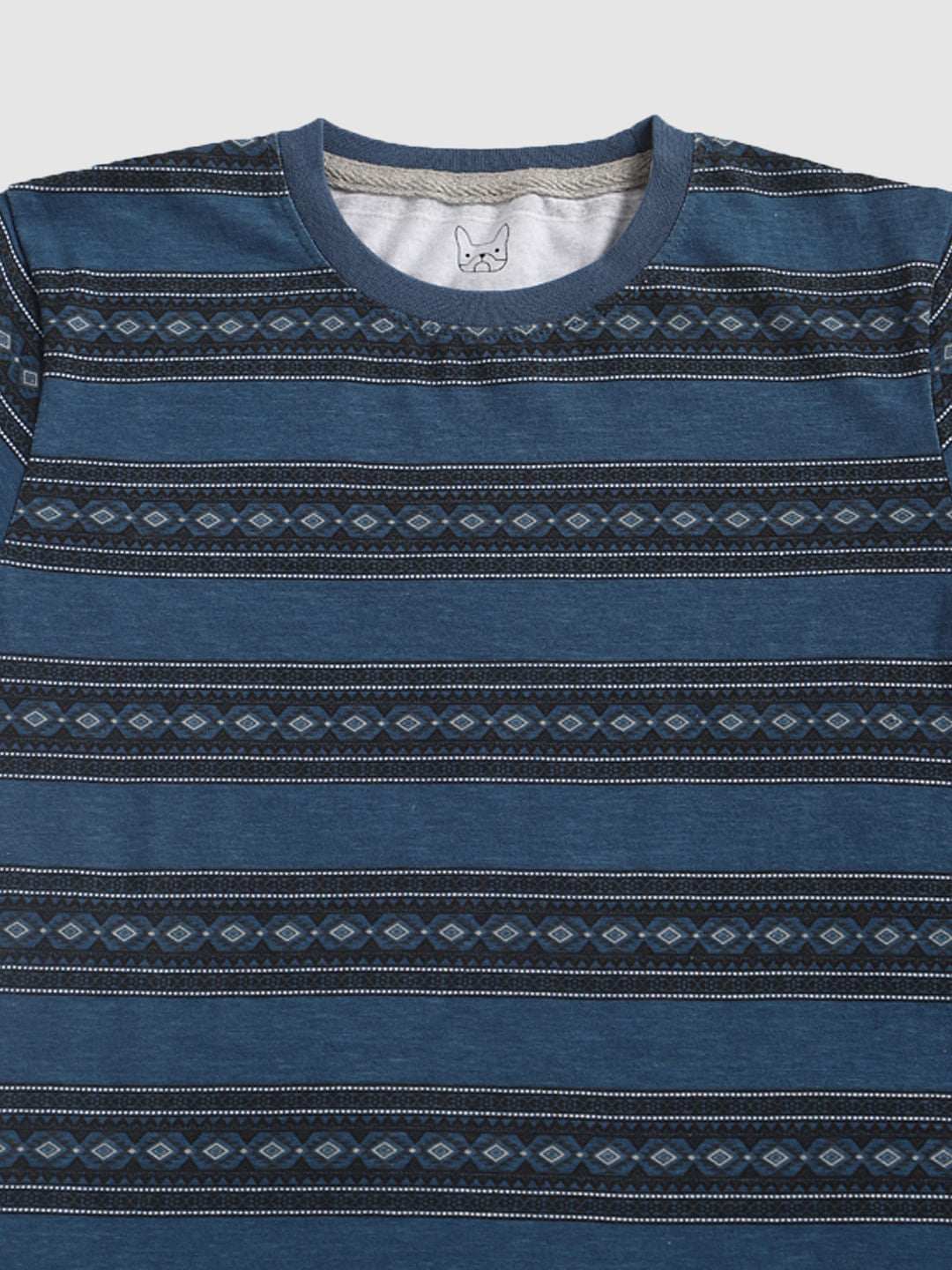 Boys Blue Striped Crew Neck T-Shirt