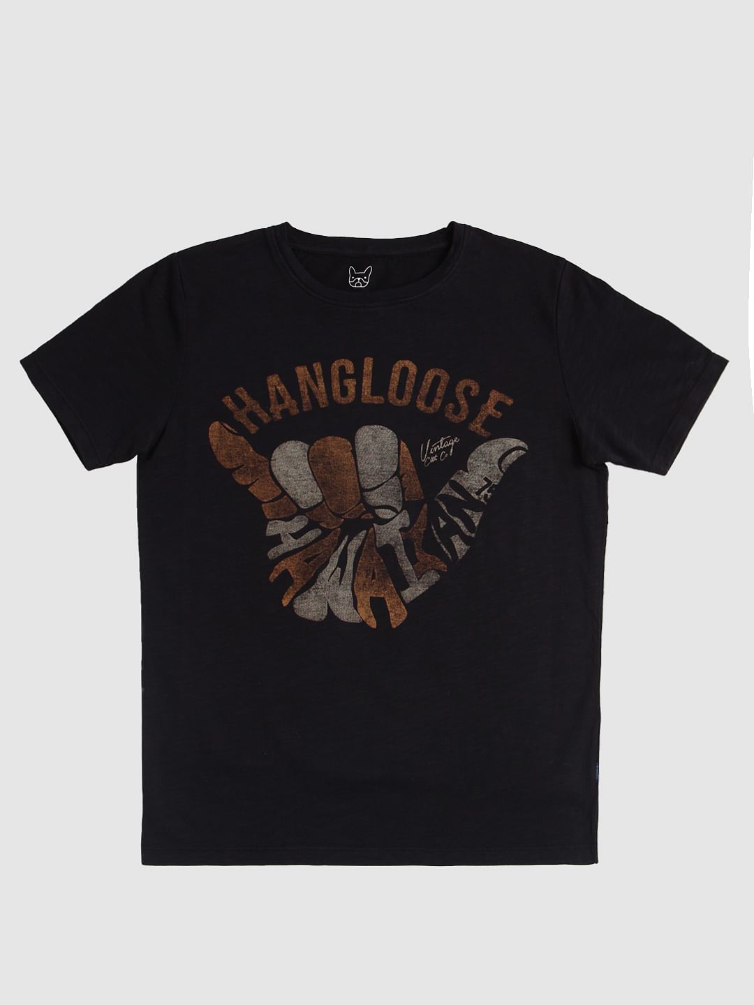 Boys Black Handloose Print Crew Neck T-Shirt - 128/8Y