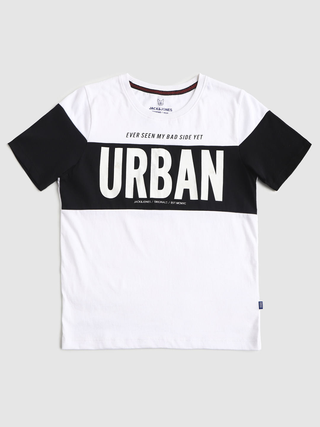 White Text Print Crew Neck T-shirt