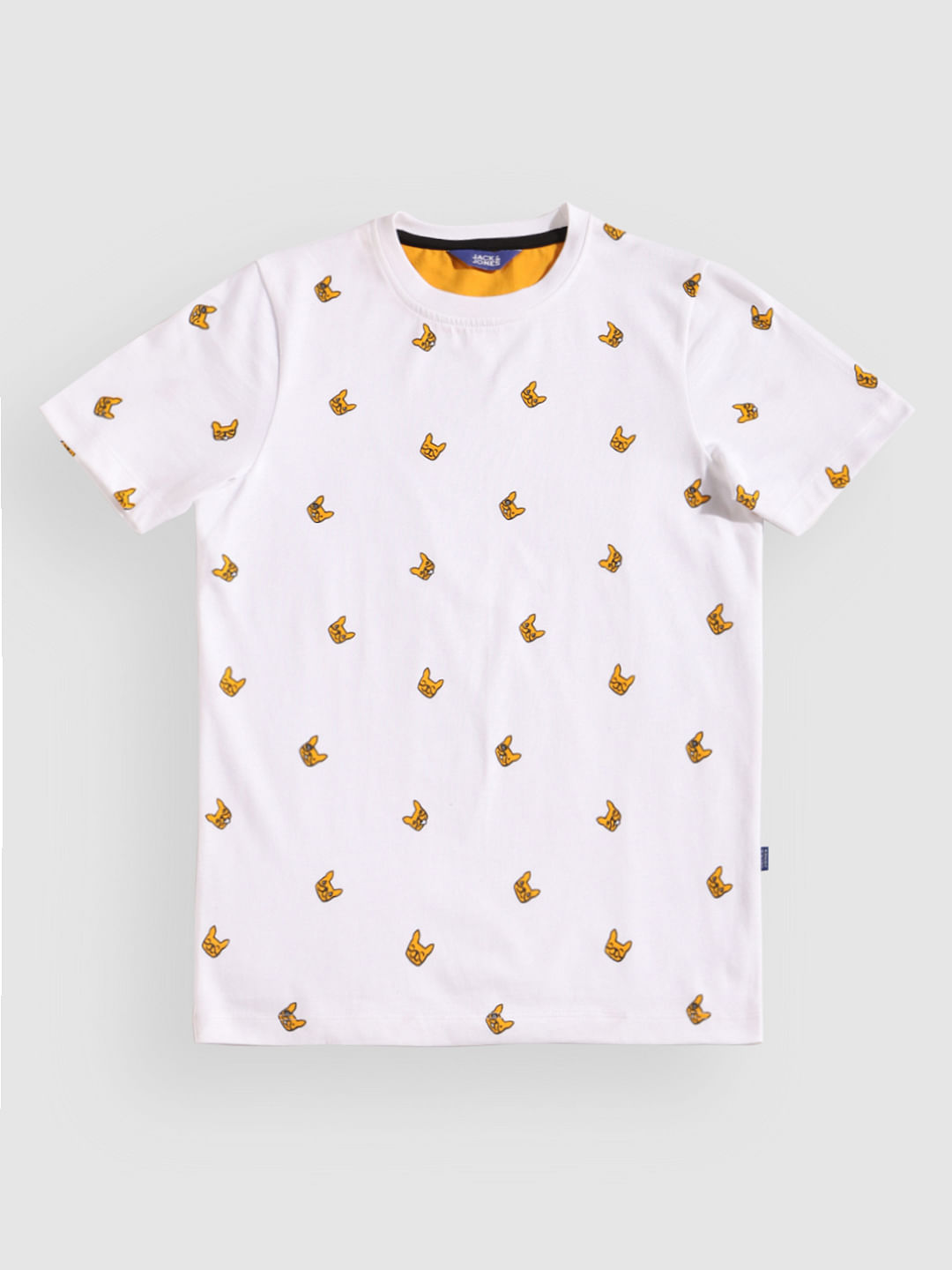 Boys White All Over Print Crew Neck T-Shirt - 128/8Y