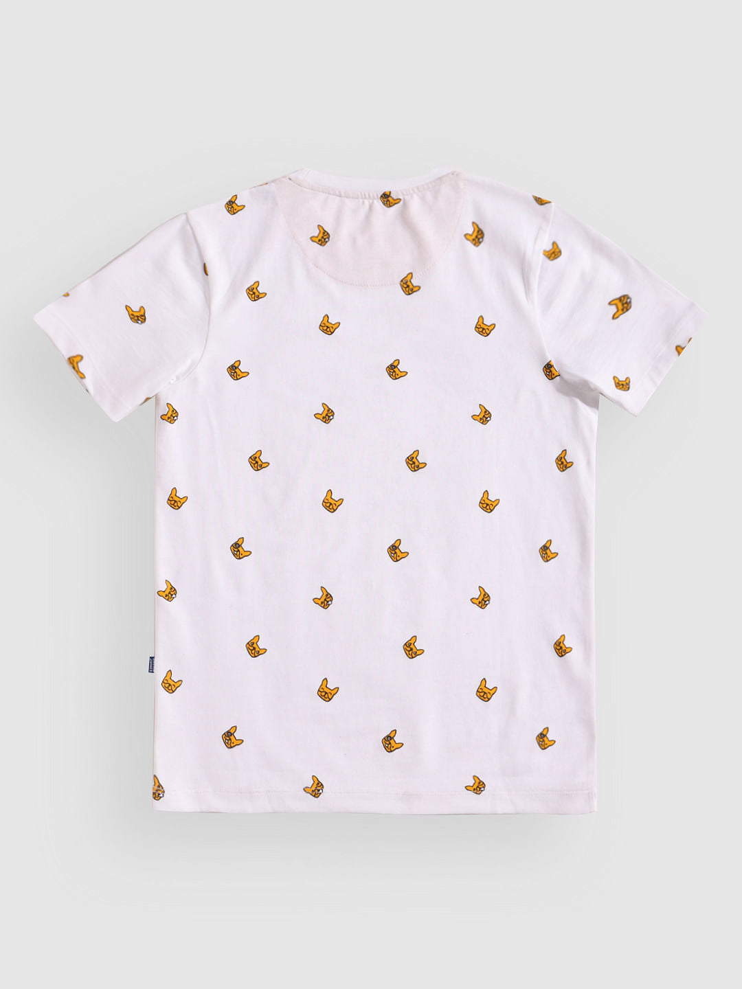 Boys White All Over Print Crew Neck T-Shirt