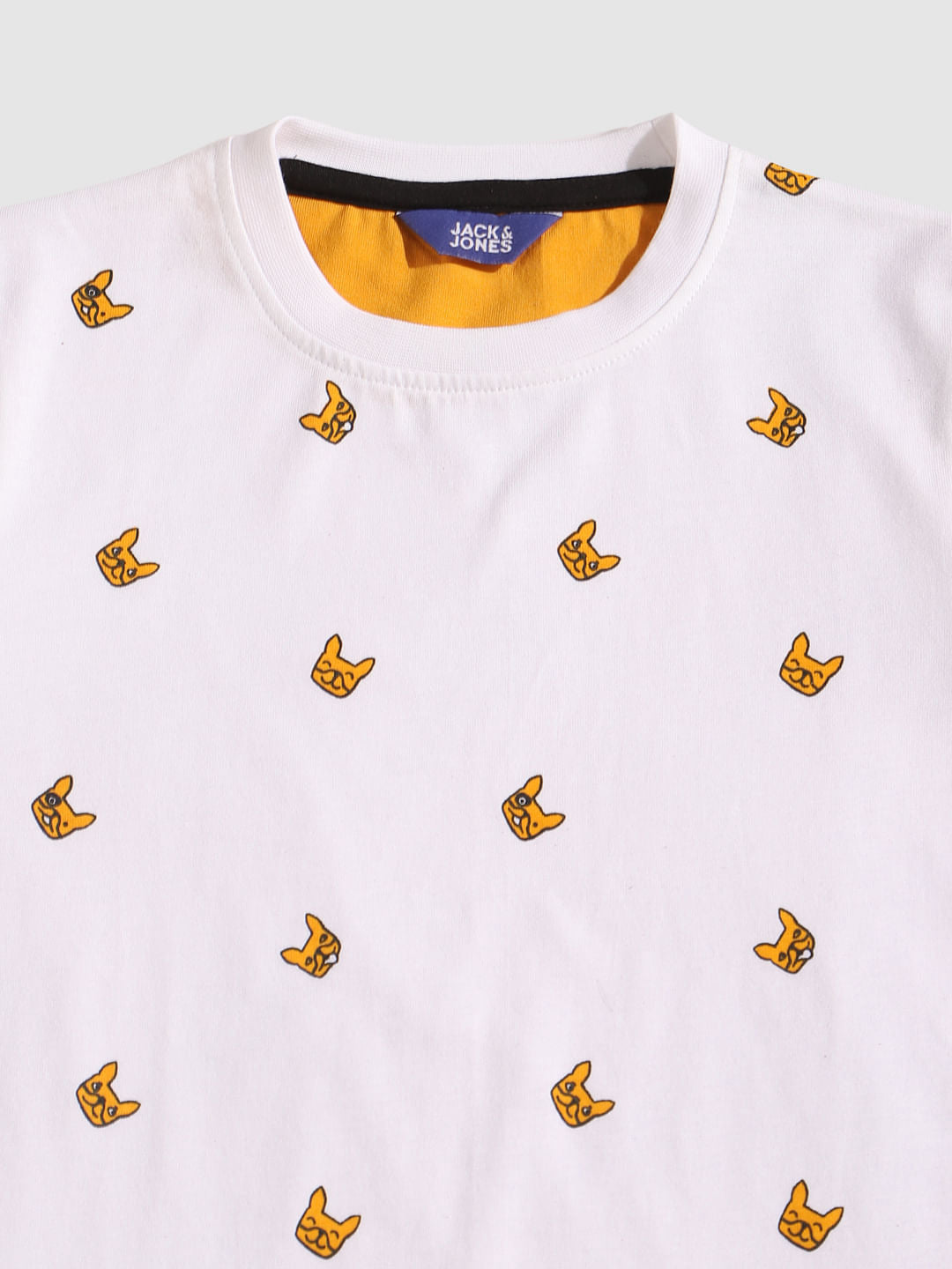 Boys White All Over Print Crew Neck T-Shirt