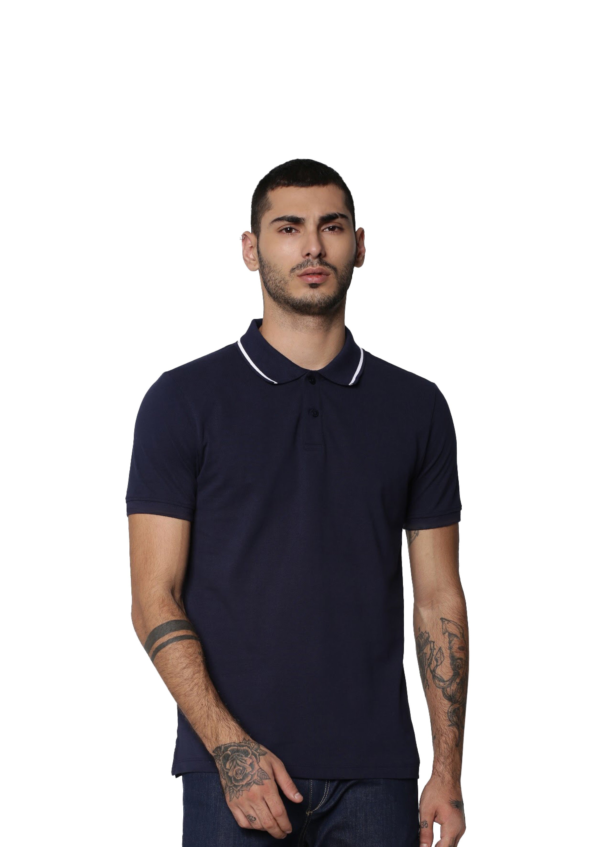 Navy Cotton Cool Max Polo