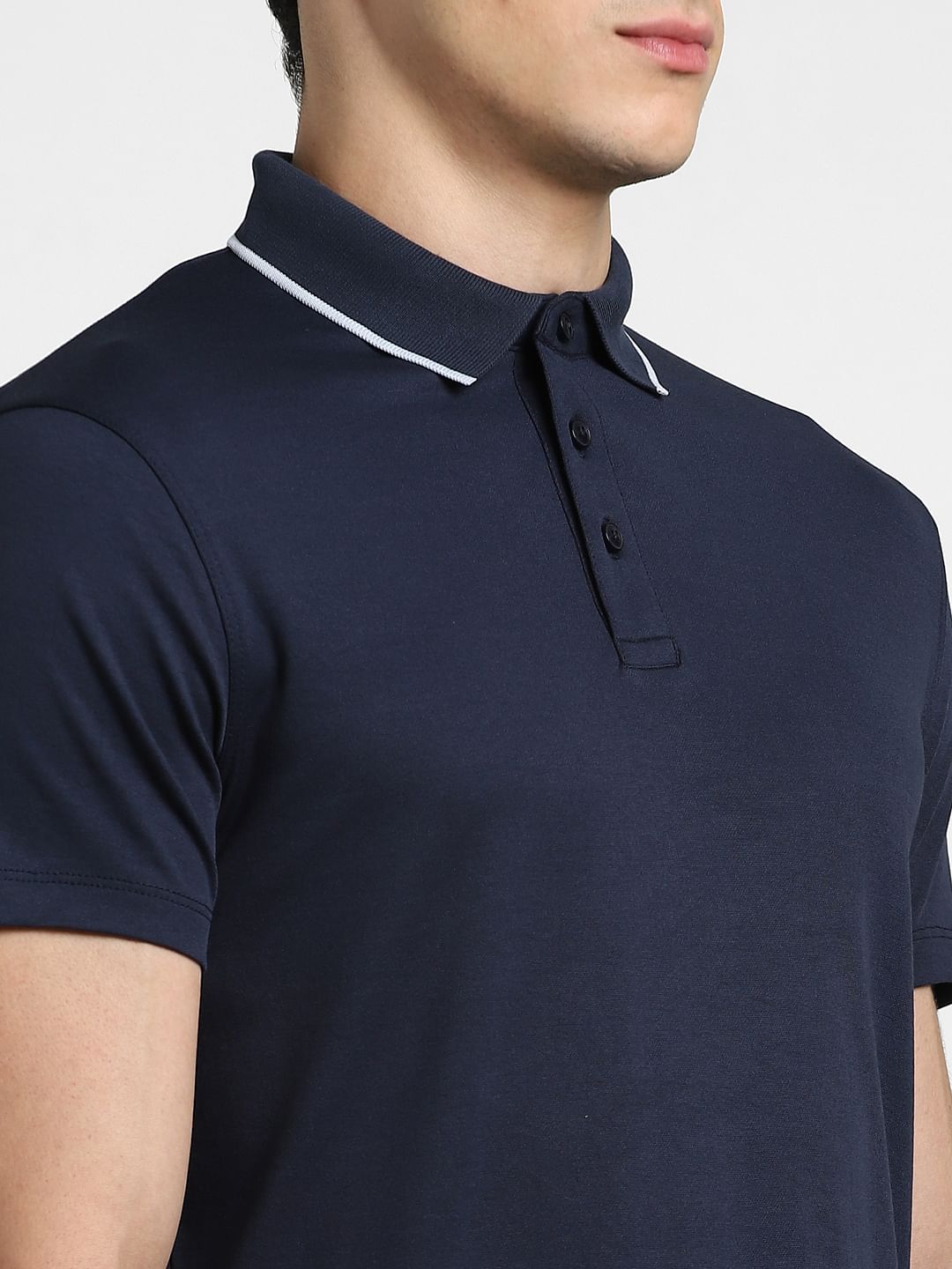 Navy Cotton Cool Max Polo