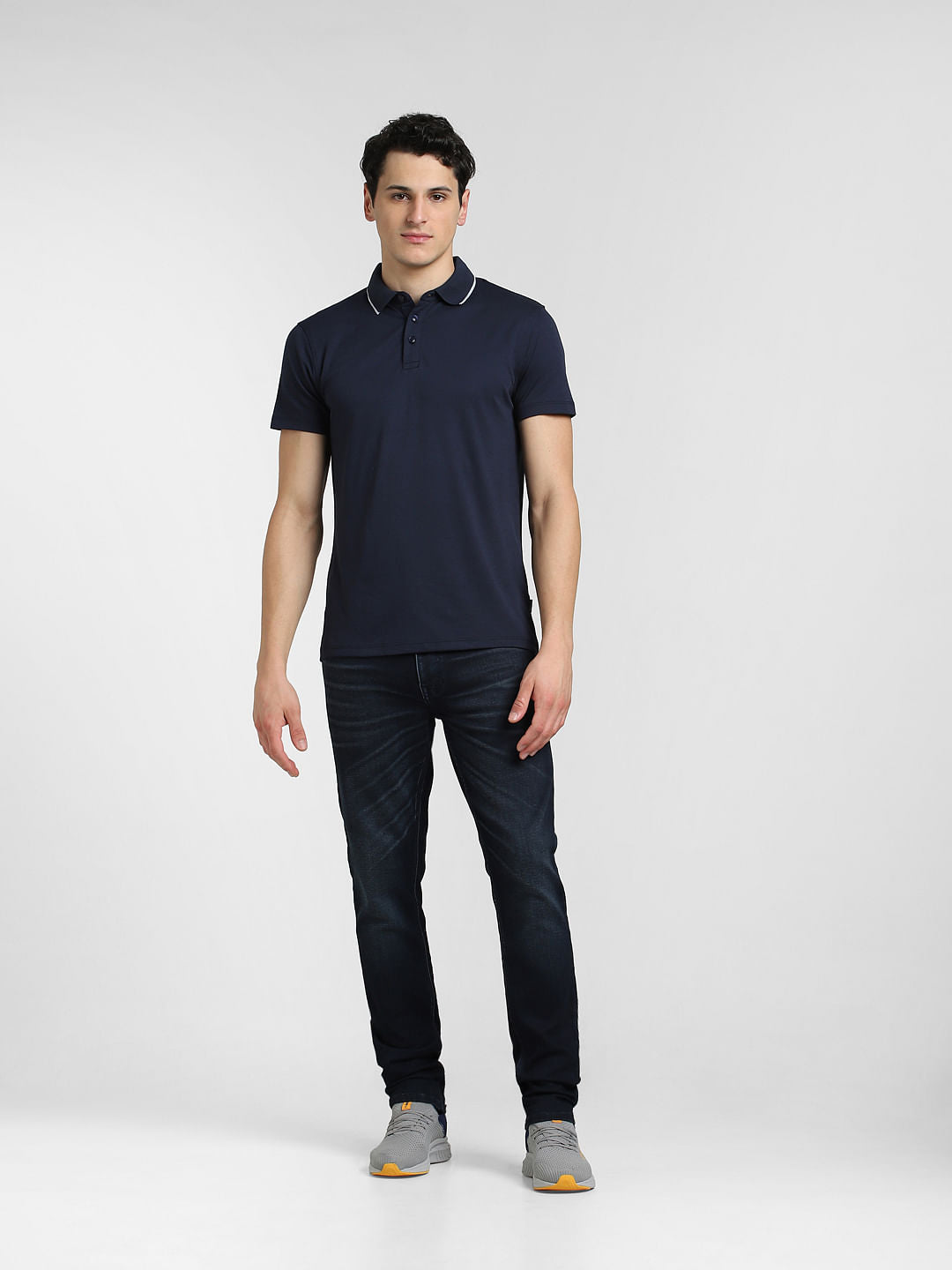 Navy Cotton Cool Max Polo