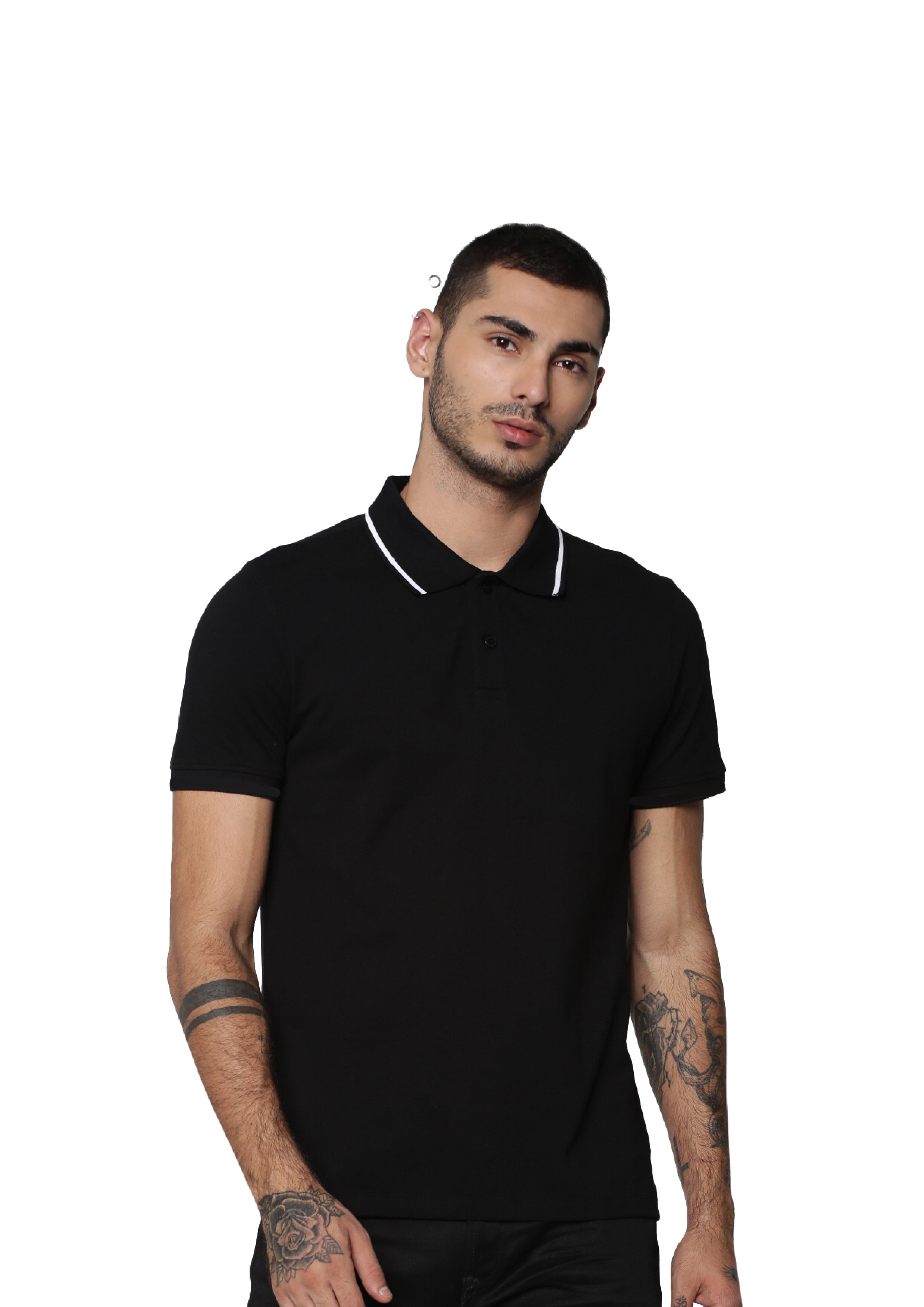 Black Contrast Tipping Cool Max Polo