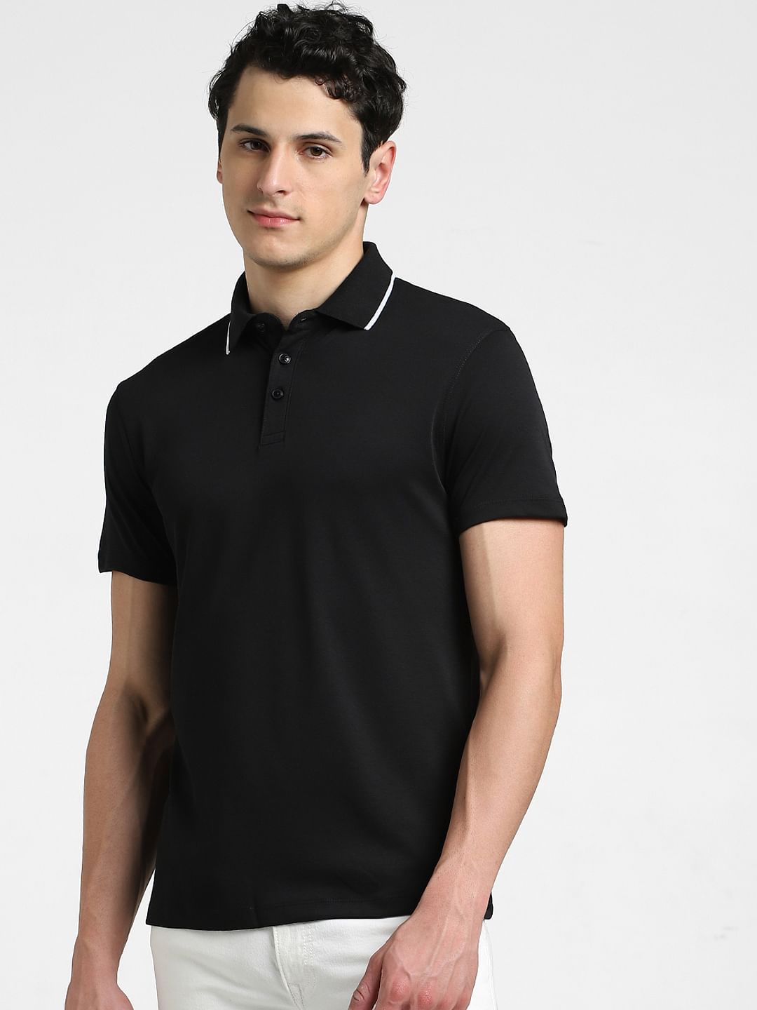Black Contrast Tipping Cool Max Polo