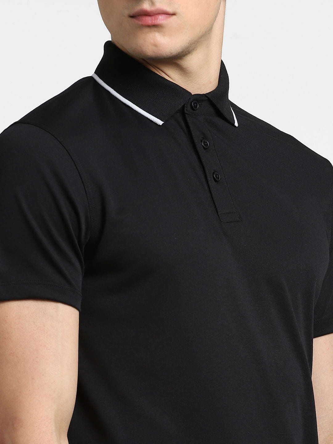 Black Contrast Tipping Cool Max Polo