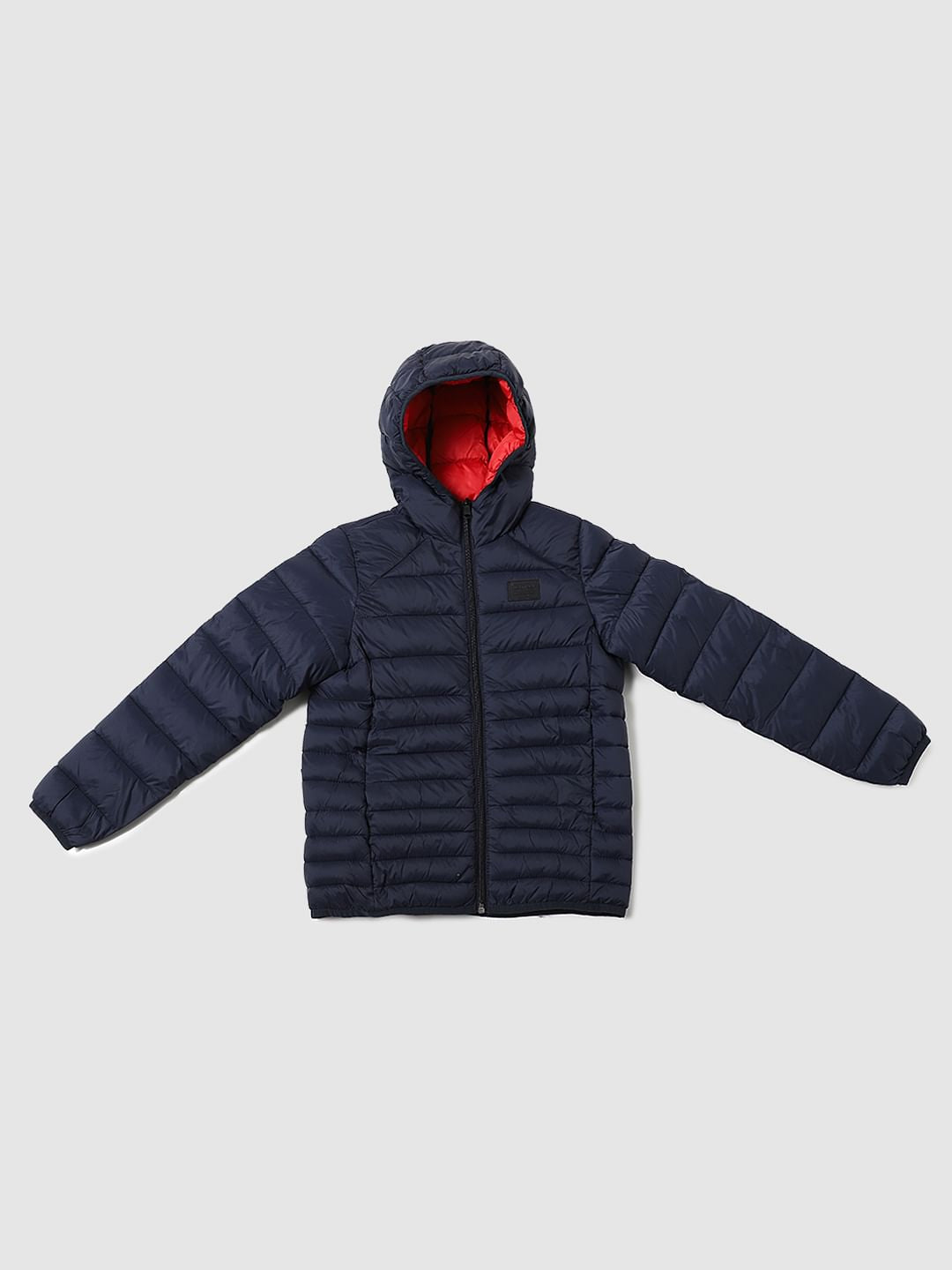 Boys Dark Blue Hooded Puffer Jacket