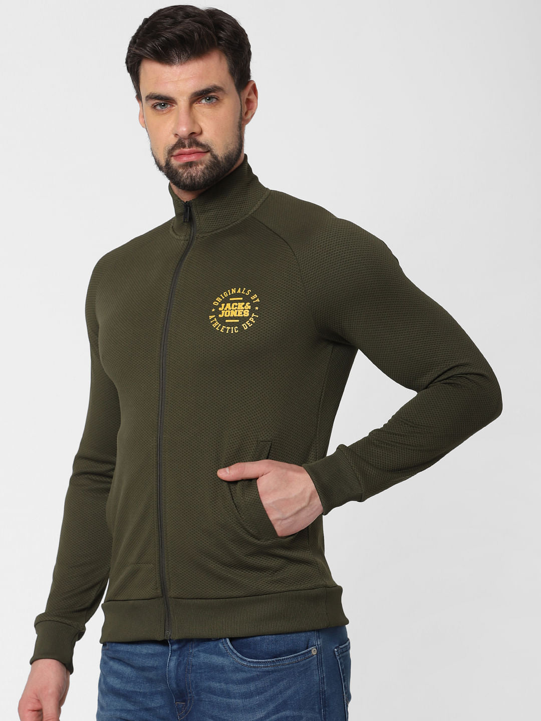Dark Green Zip Up Sweatshirt