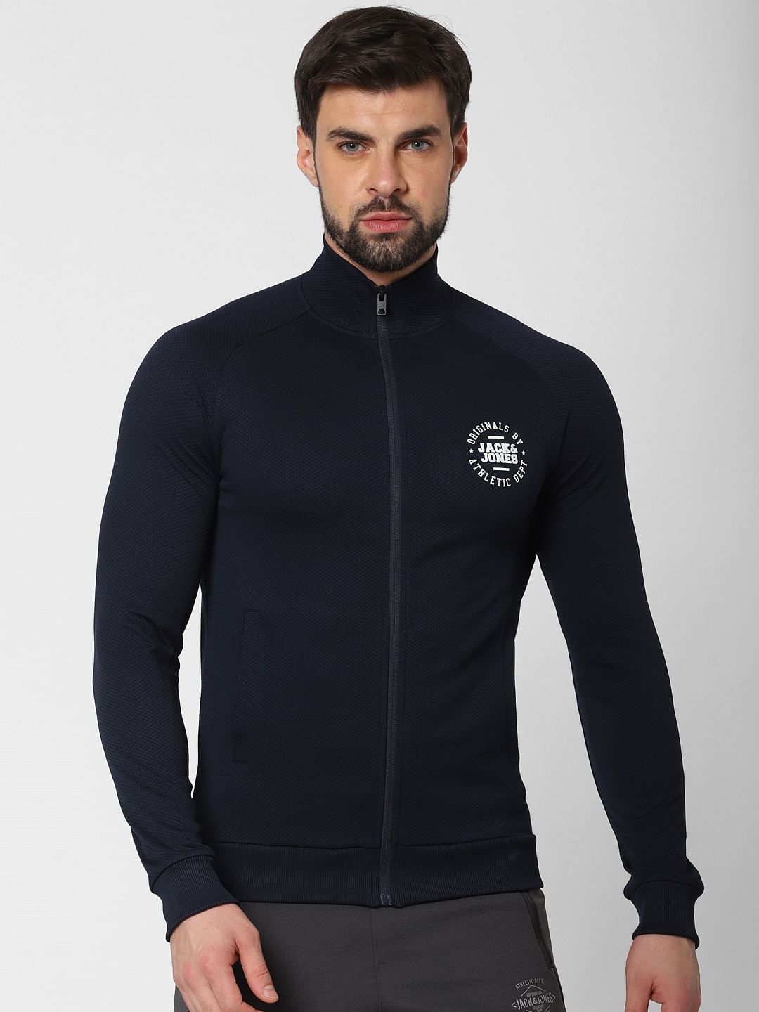 Navy Blue Zip Up Sweatshirt - S
