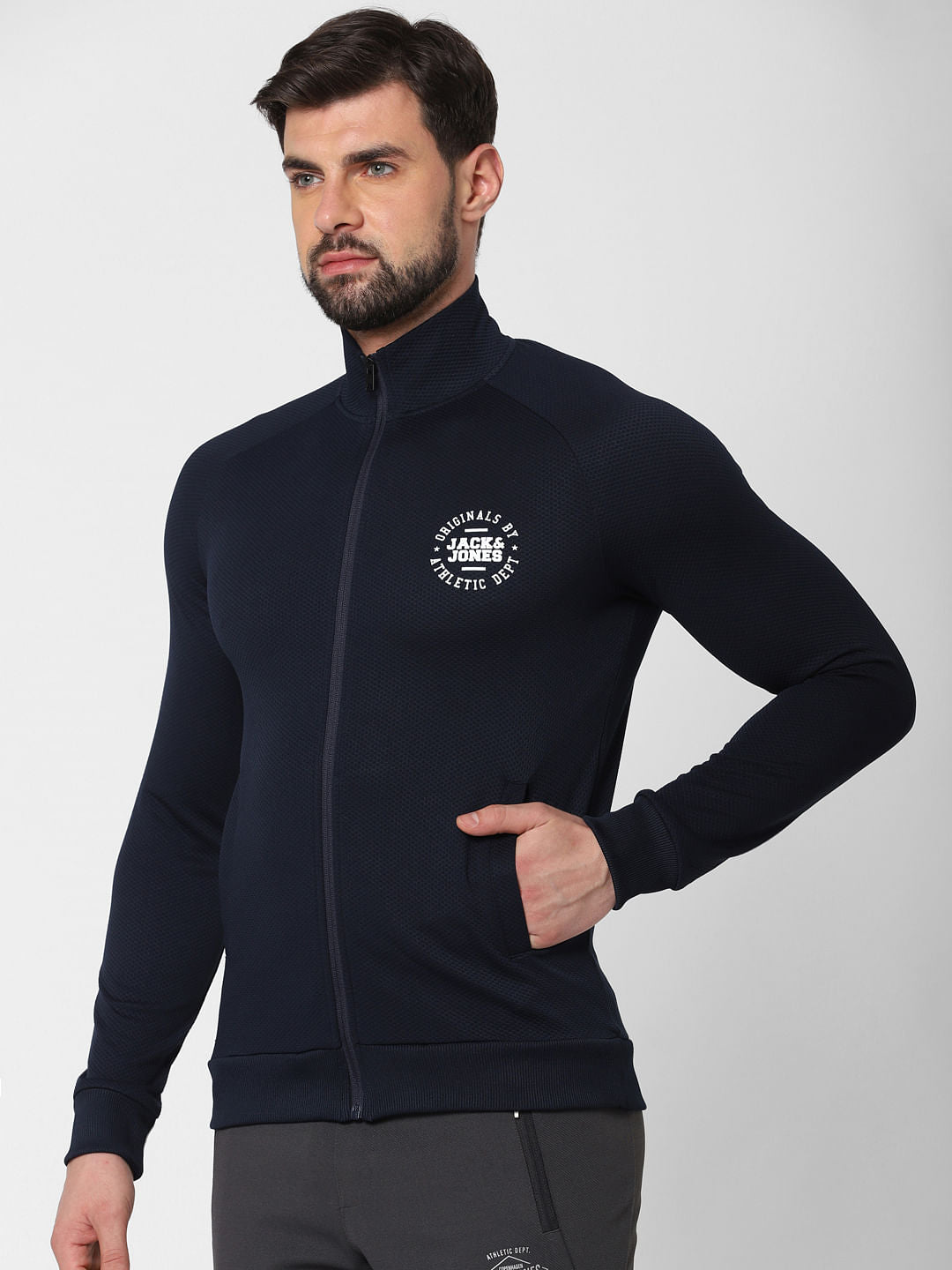 Navy Blue Zip Up Sweatshirt