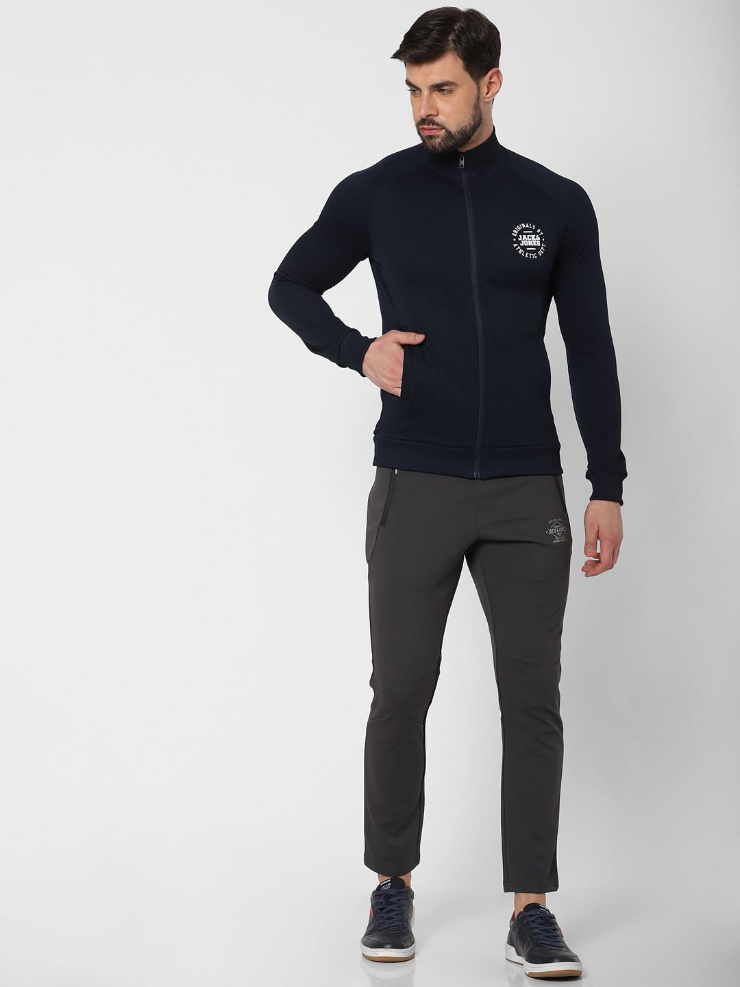 Navy Blue Zip Up Sweatshirt