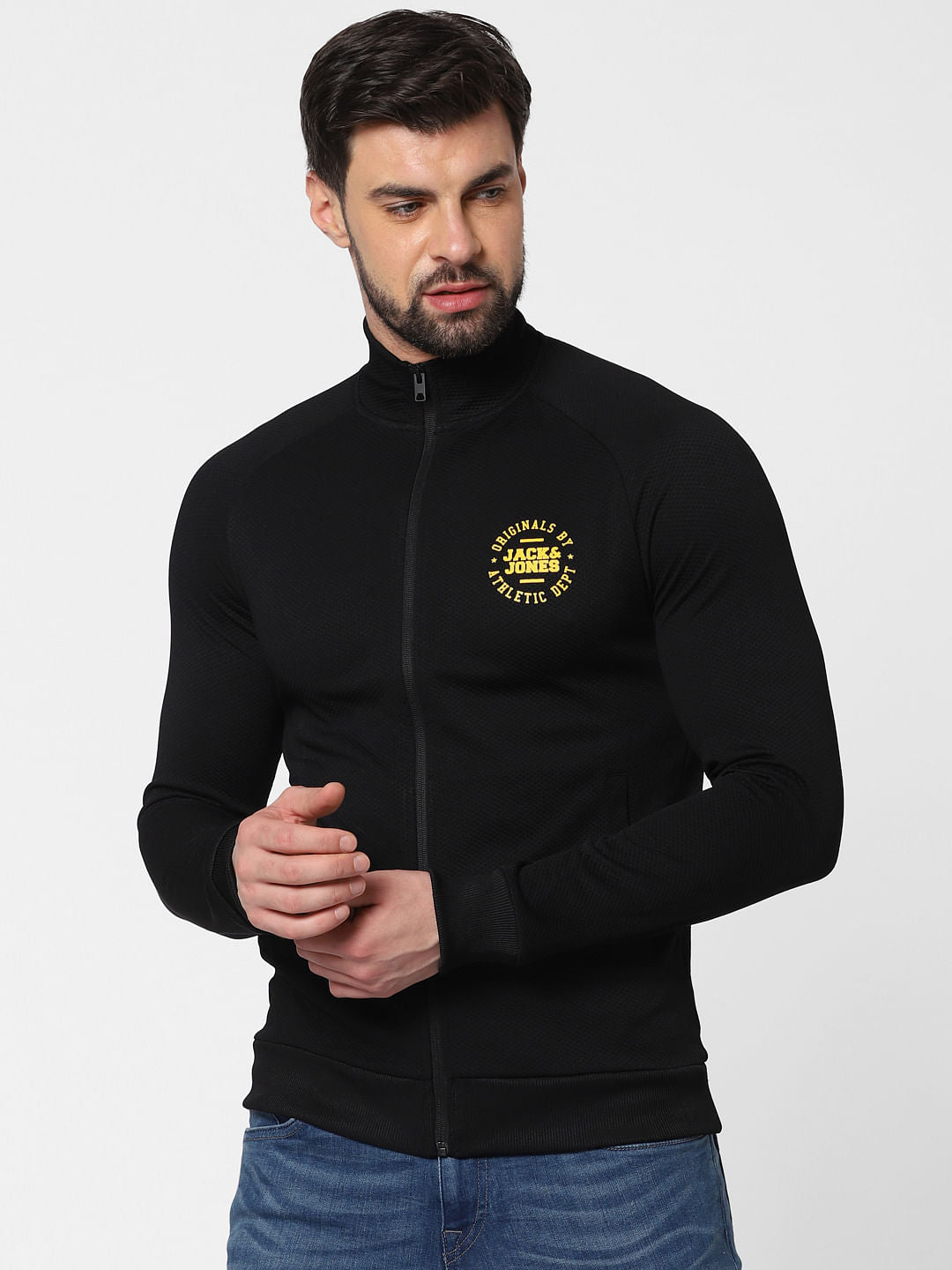Black Zip Up Sweatshirt - S