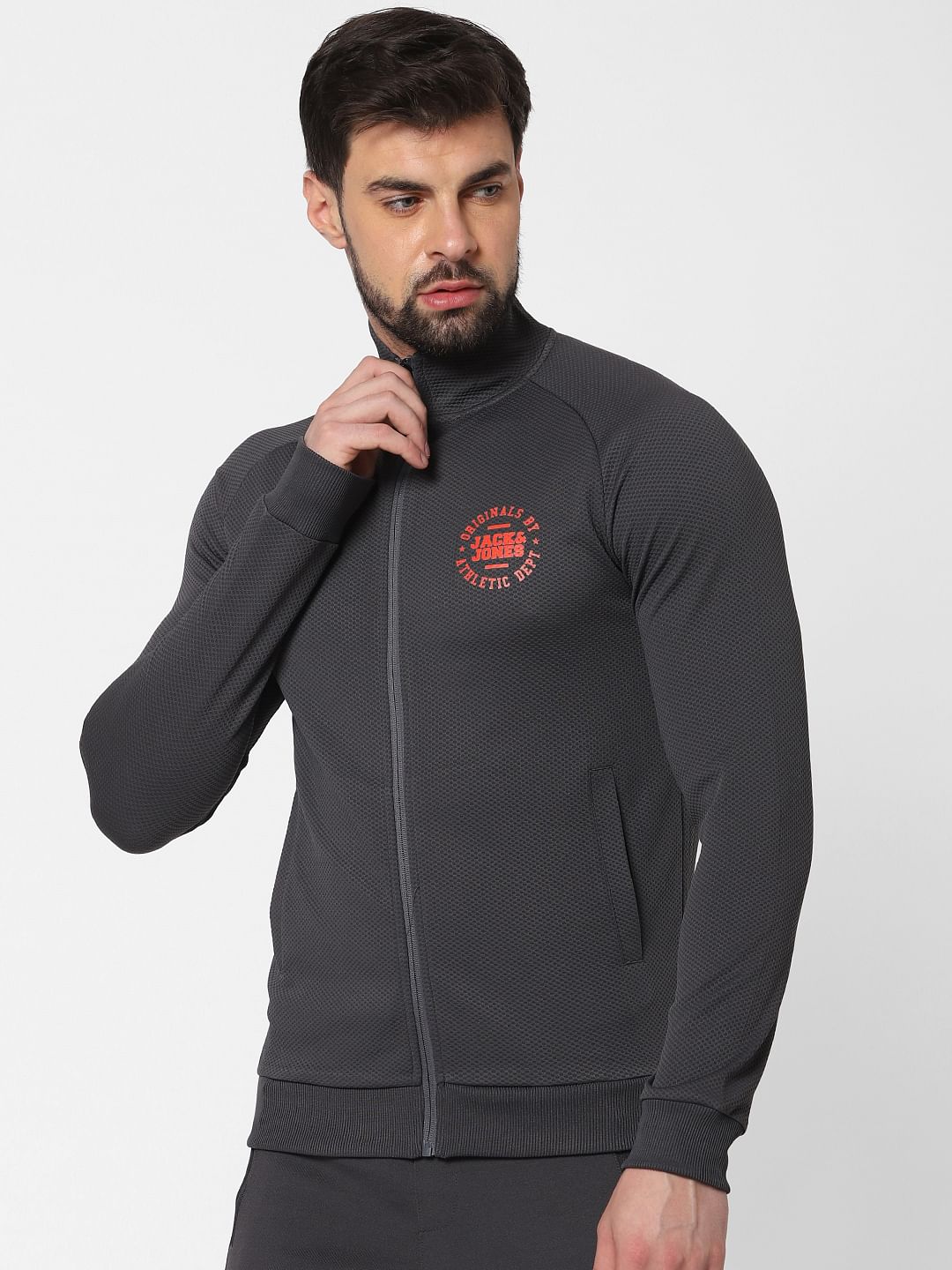 Dark Grey Zip Up Sweatshirt - S