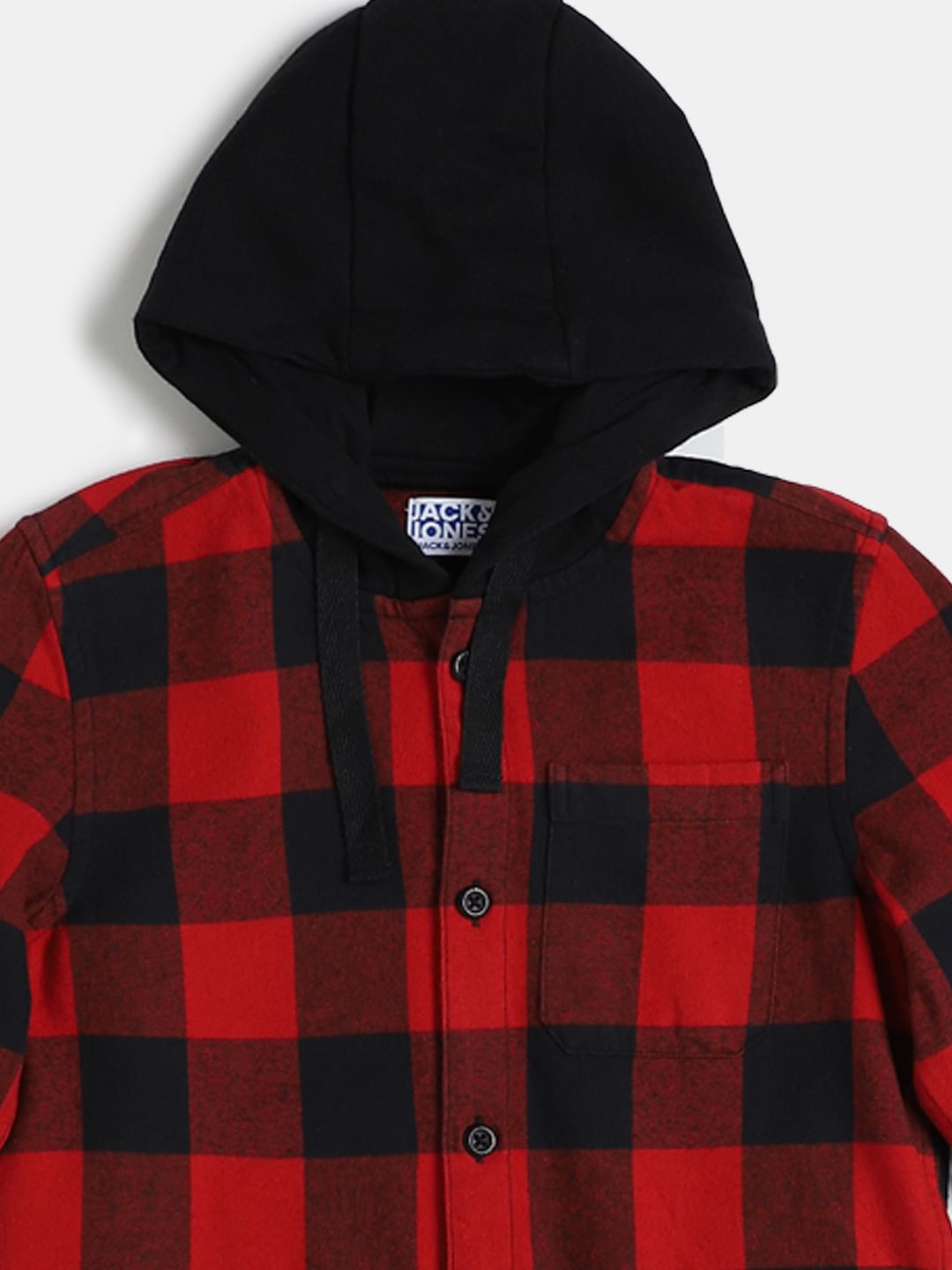 Boys Red Check Hoodie