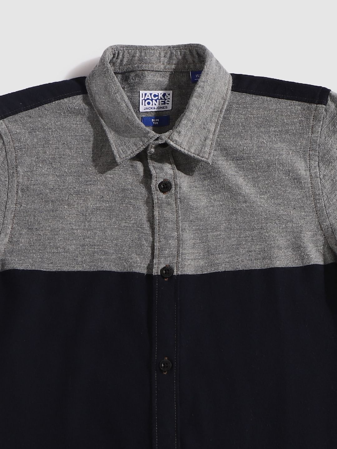 Boys Brown Colourblocked Full Sleeves Shirt