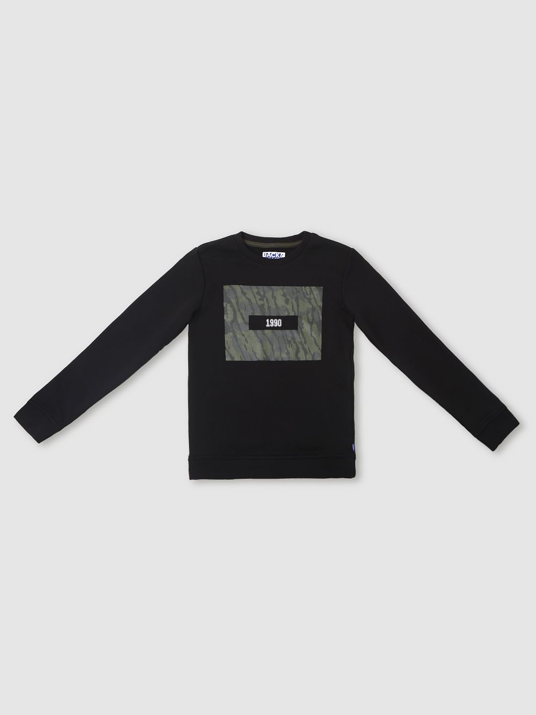 Boys Black Camo Print Sweatshirt