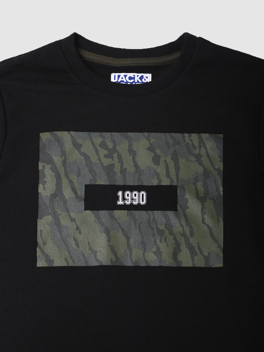 Boys Black Camo Print Sweatshirt