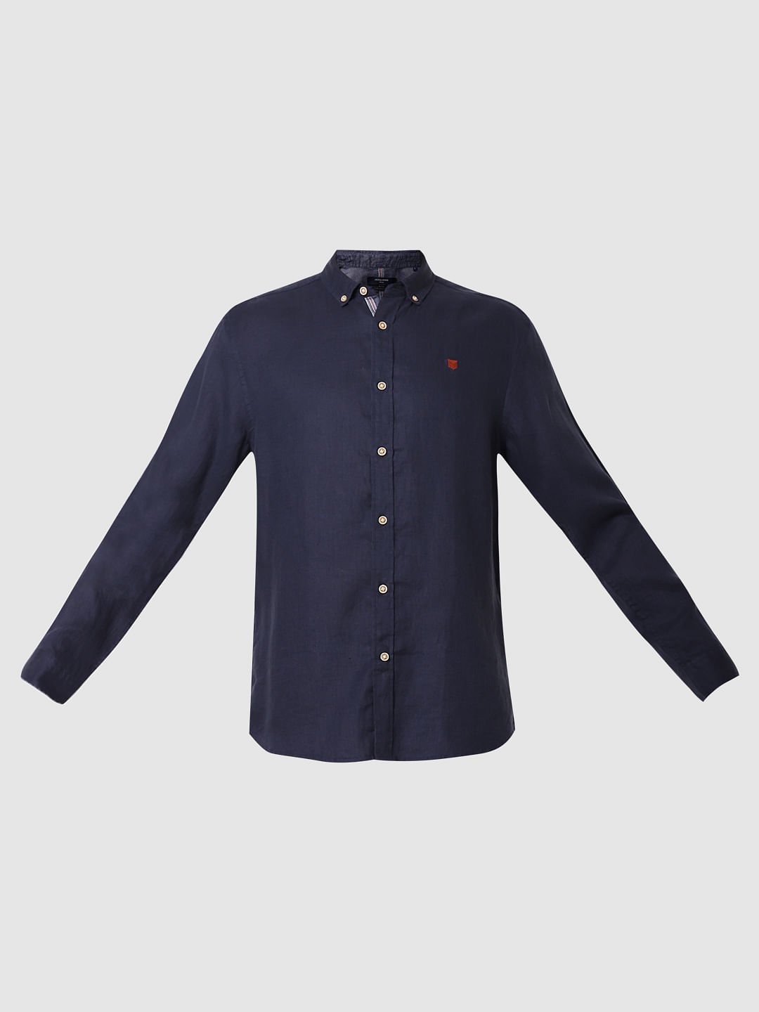 Navy Blue Linen Full Sleeves Shirt