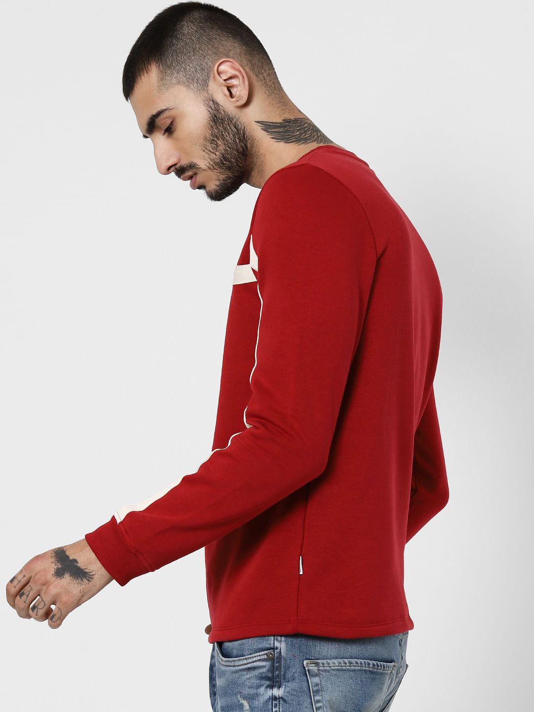 Red Contrast Tape Detail Sweatshirt