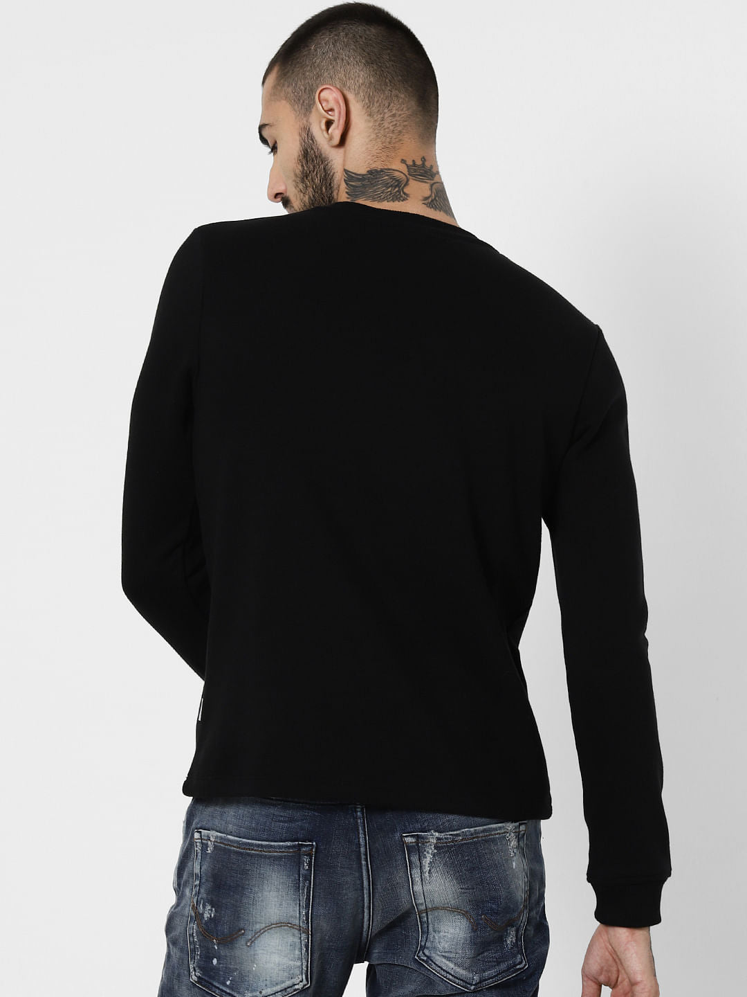 Black Contrast Tape Detail Sweatshirt
