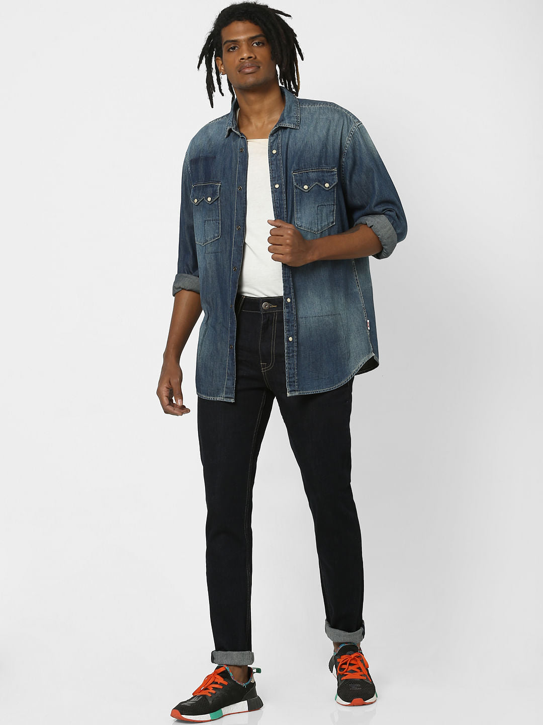 Dark Blue Mid Rise Glenn Slim Fit Jeans - 28/30